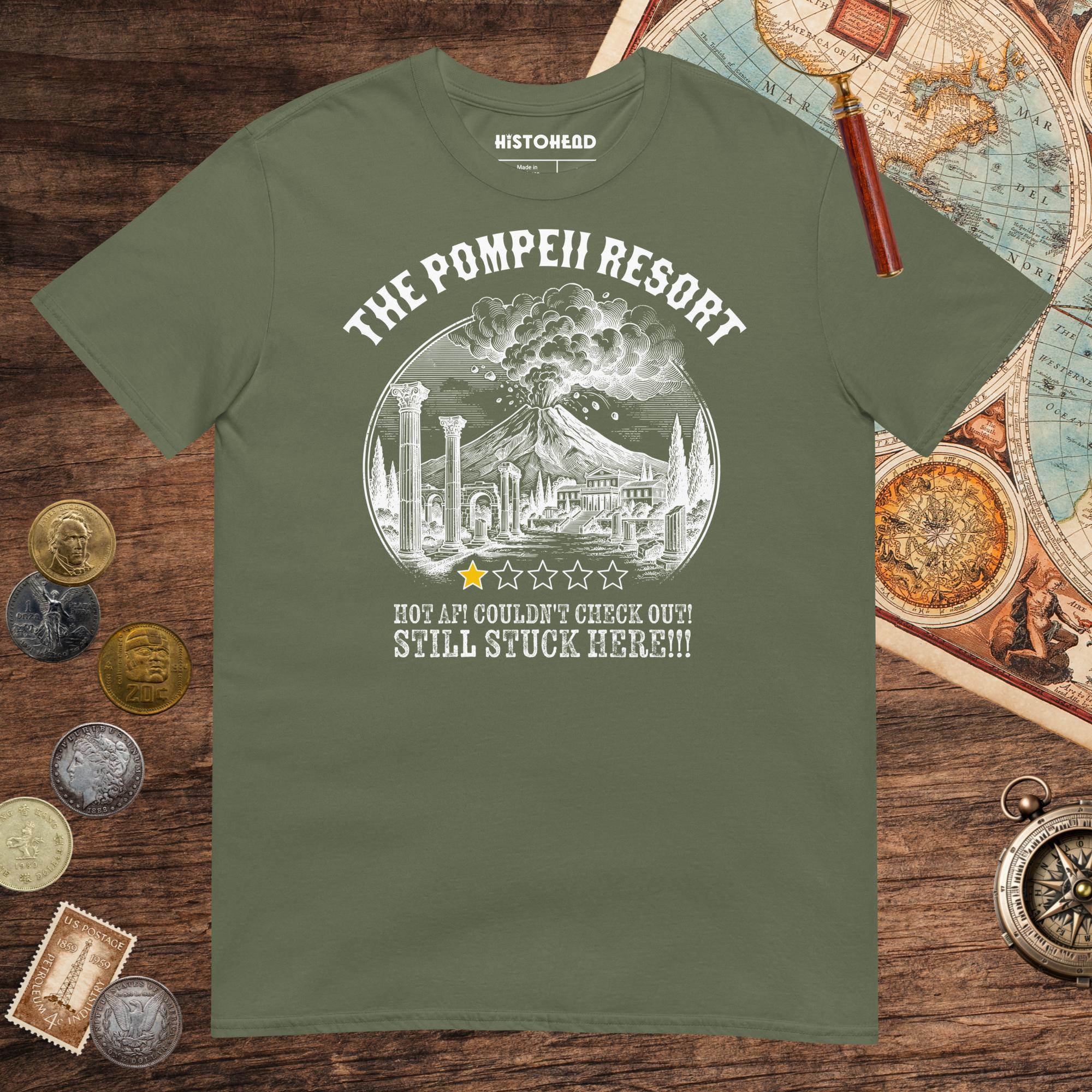 Military Green The Pompeii Resort Review Tee - history buff gift by HistoHead