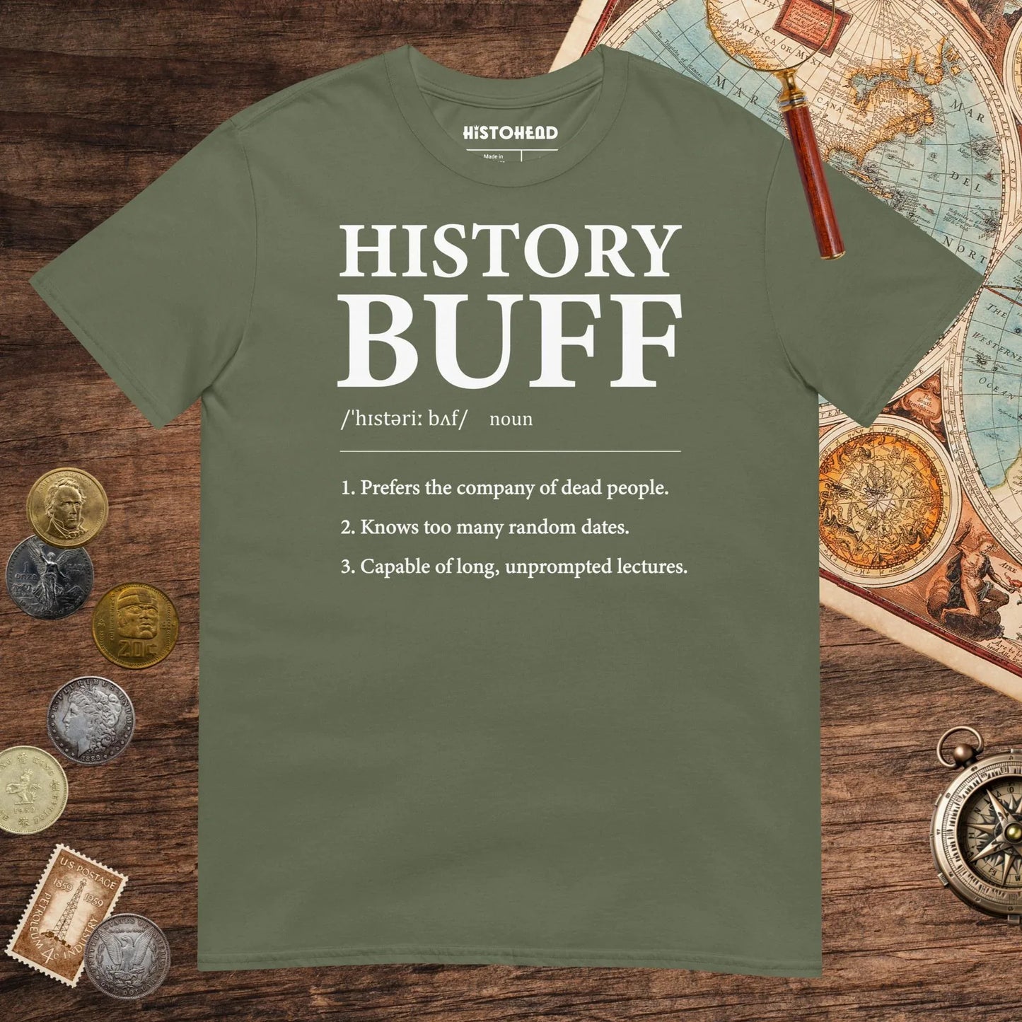 Military Green History Buff Definition Tee - history buff gift by HistoHead