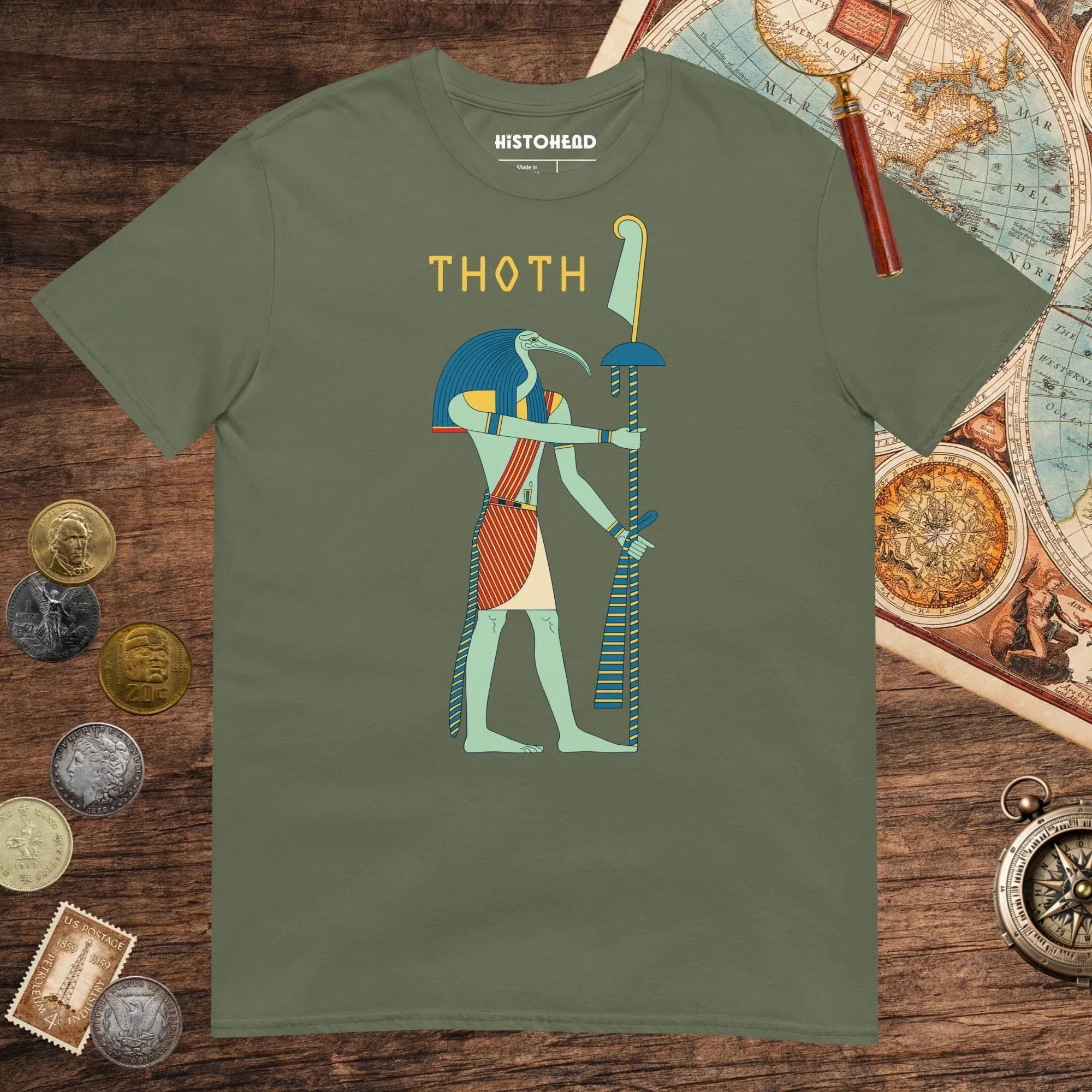 Military Green Egyptian God Thoth Tee - history buff gift by HistoHead