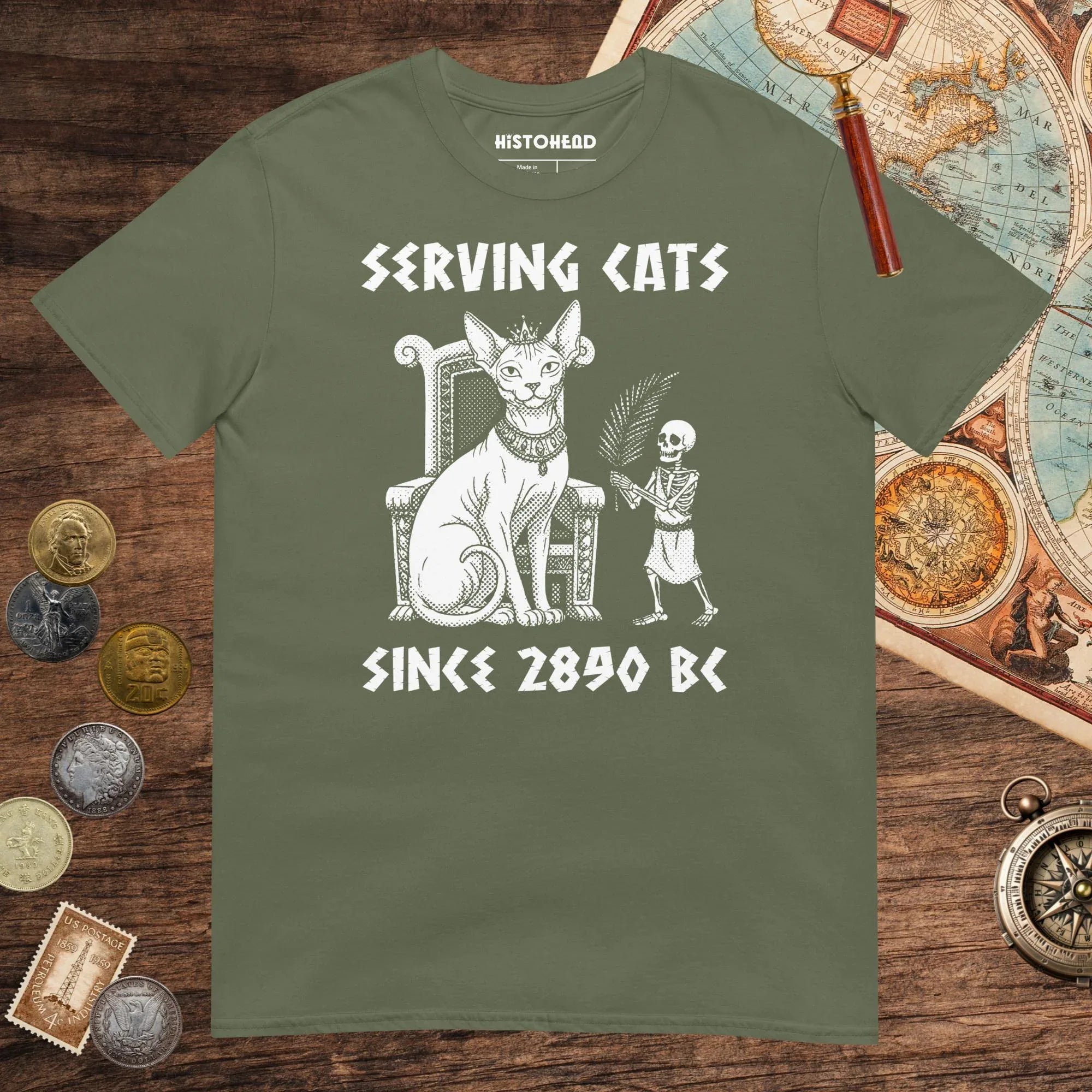 Military Green Serving Cats Since 2890 BC Tee - history buff gift by HistoHead