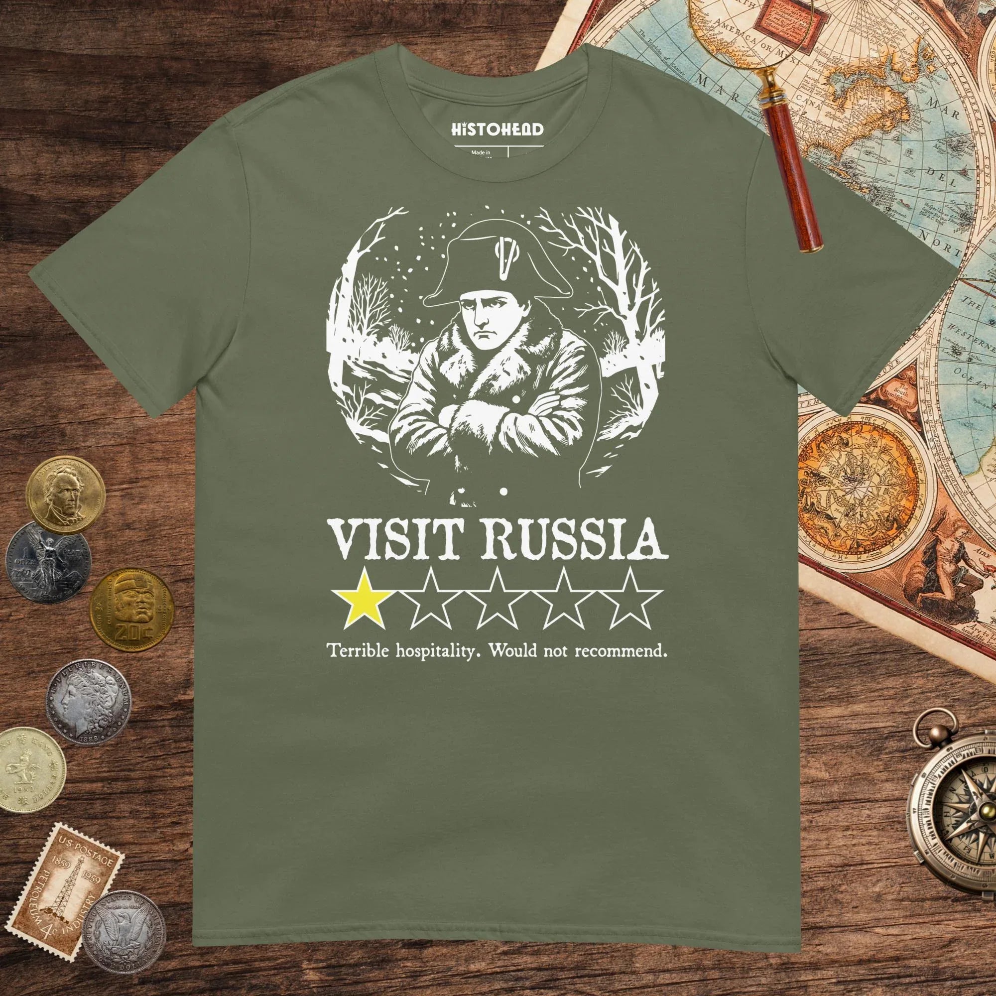 Military Green Napoleon Visit Russia Review Tee - history buff gift by HistoHead