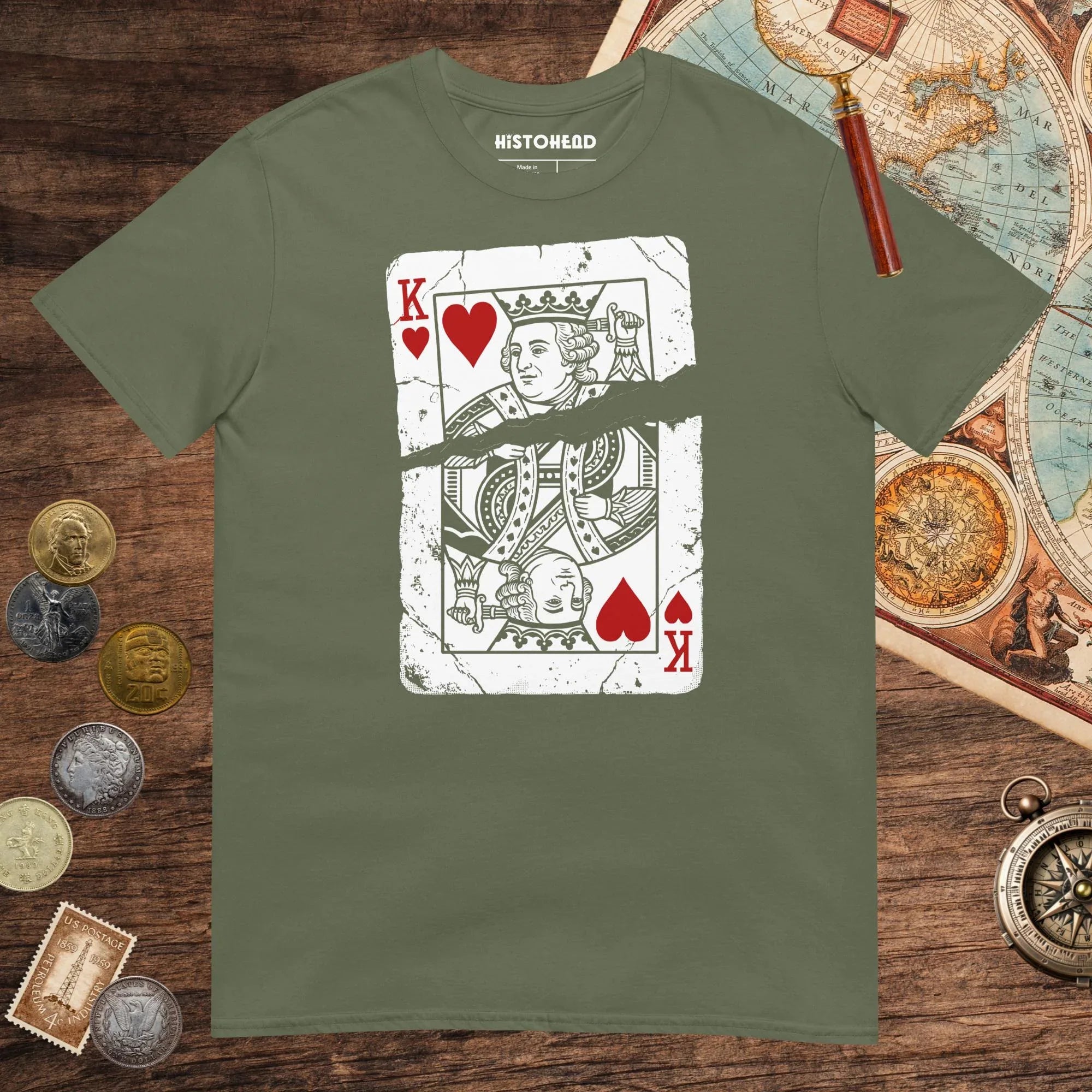 Military Green Louis XVI Playing Card Tee - history buff gift by HistoHead