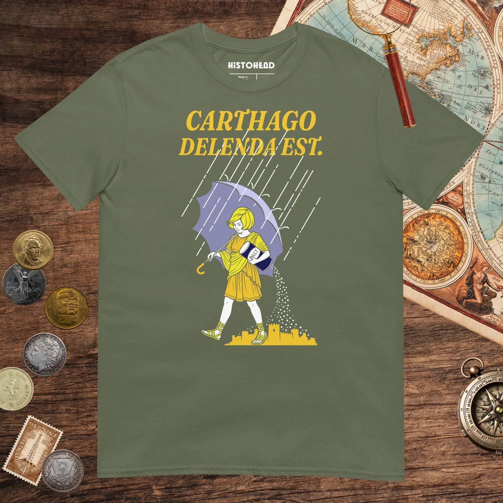 Military Green Carthago Delenda Est Salt Girl Tee - history buff gift by HistoHead