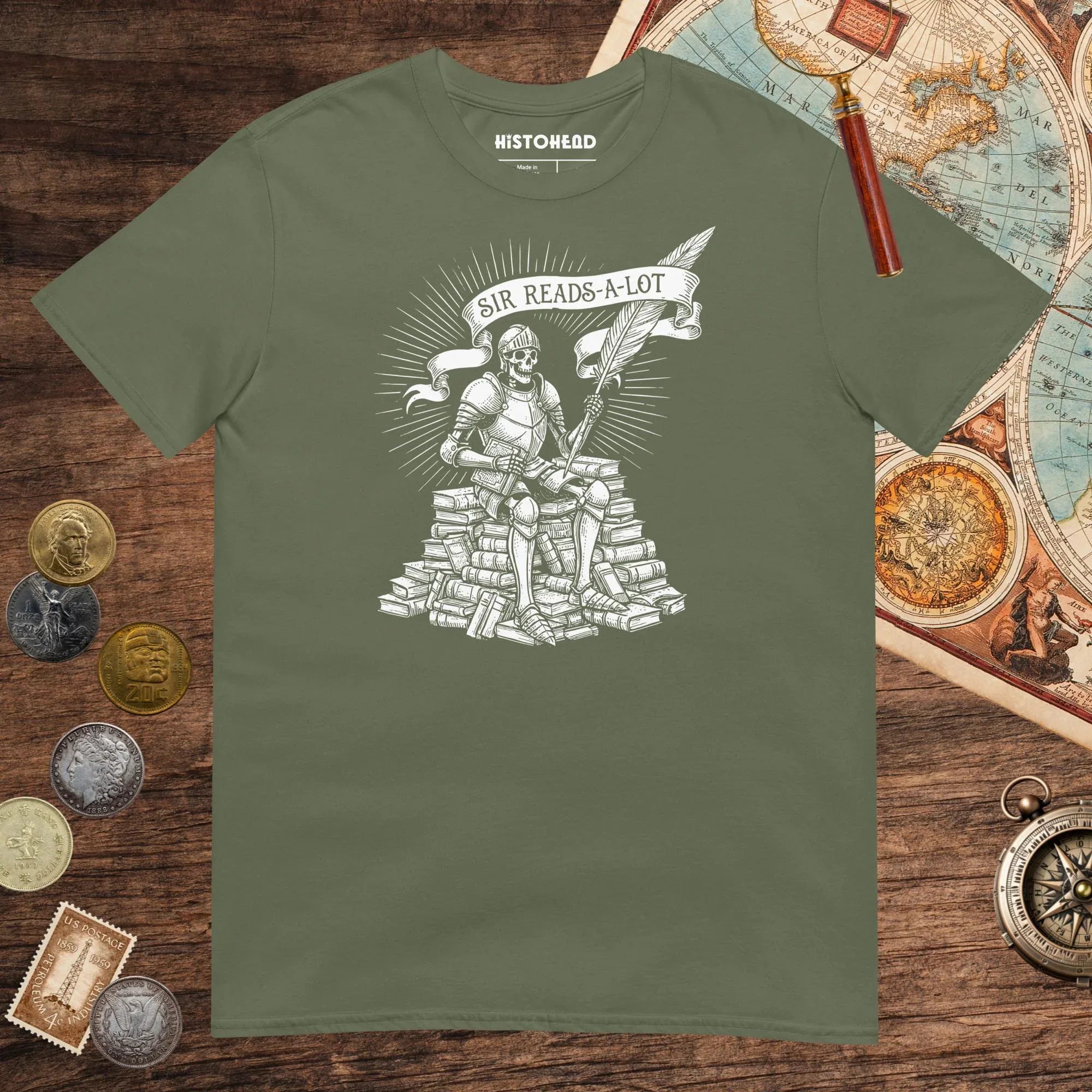 Military Green Sir Reads-A-Lot Tee - history buff gift by HistoHead