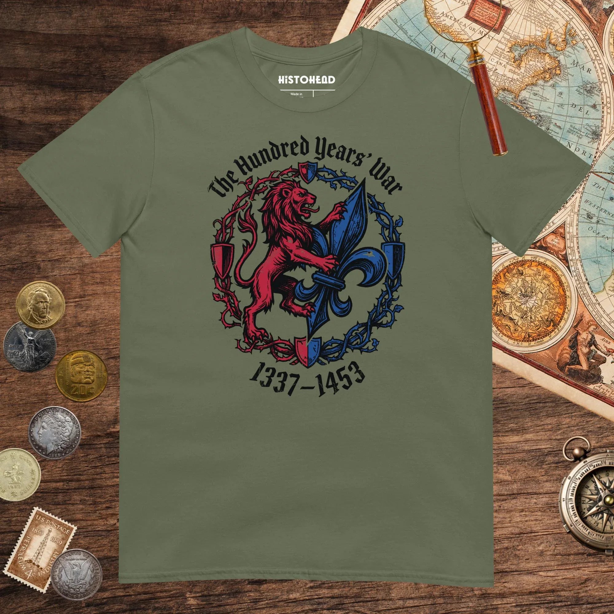 Military Green The Hundred Years' War Tee - history buff gift by HistoHead