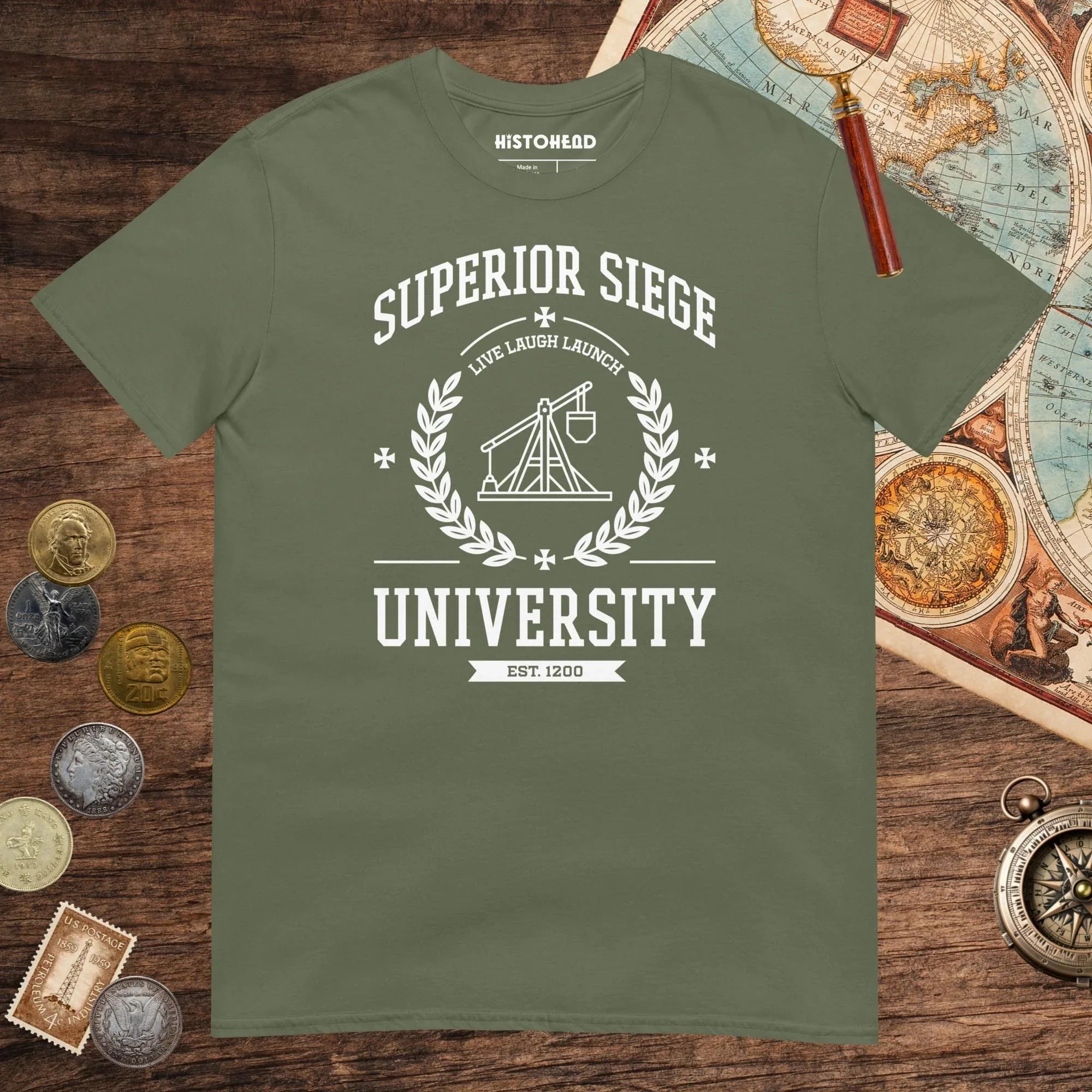Military Green Superior Siege University Tee - history buff gift by HistoHead