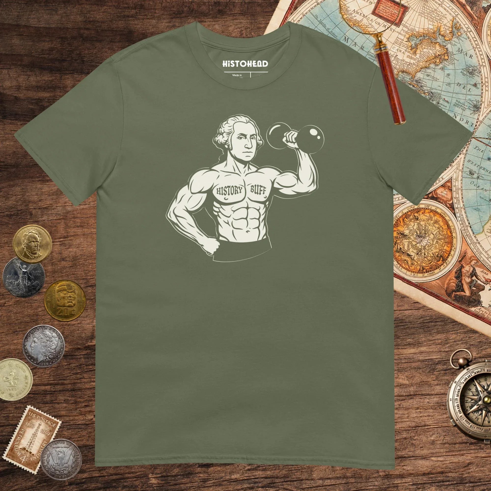 Military Green Washington History Buff Tee - history buff gift by HistoHead