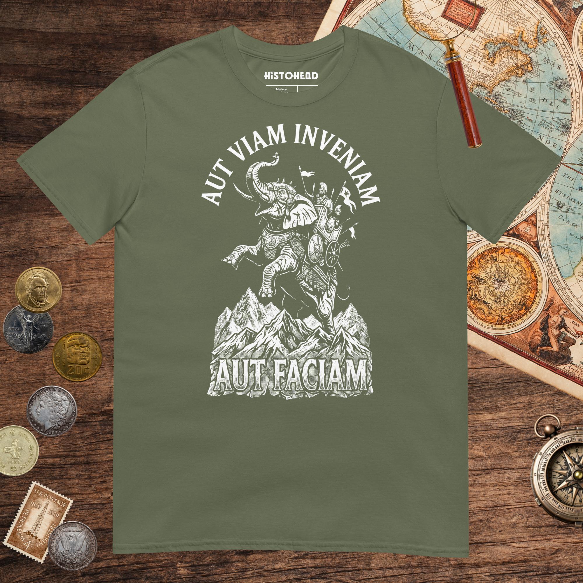 Military Green Aut Viam Inveniam Hannibal Quote Tee - history buff gift by HistoHead