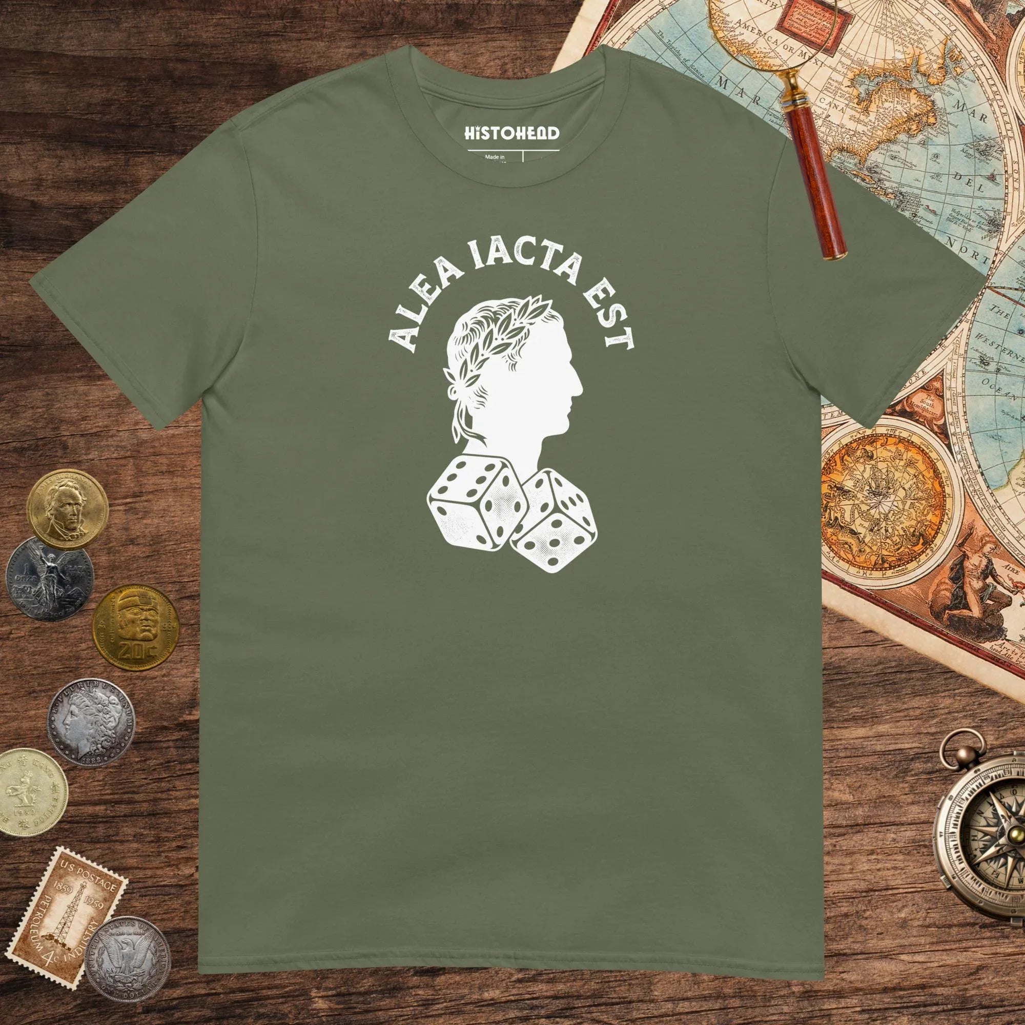 Military Green Alea Iacta Est Caesar Quote Tee - history buff gift by HistoHead