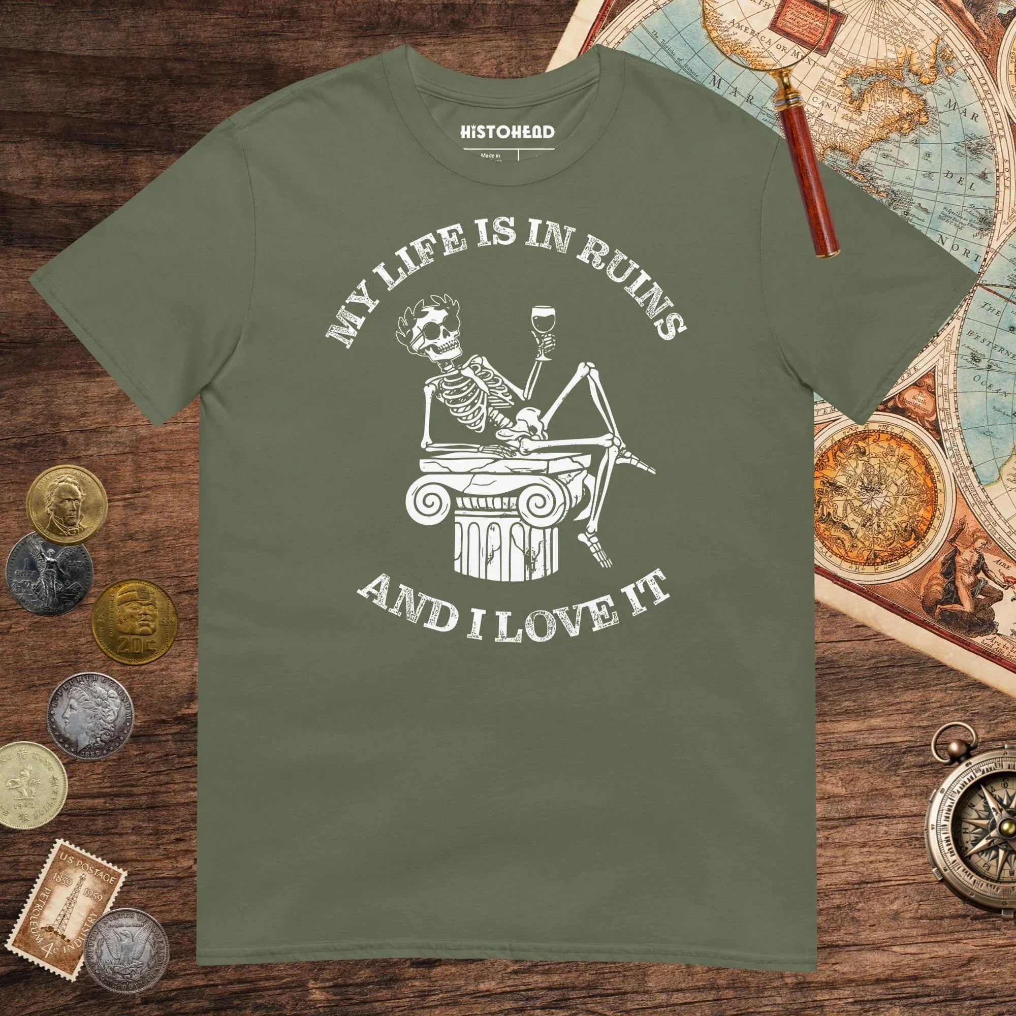 Military Green My Life is in Ruins Tee - history buff gift by HistoHead