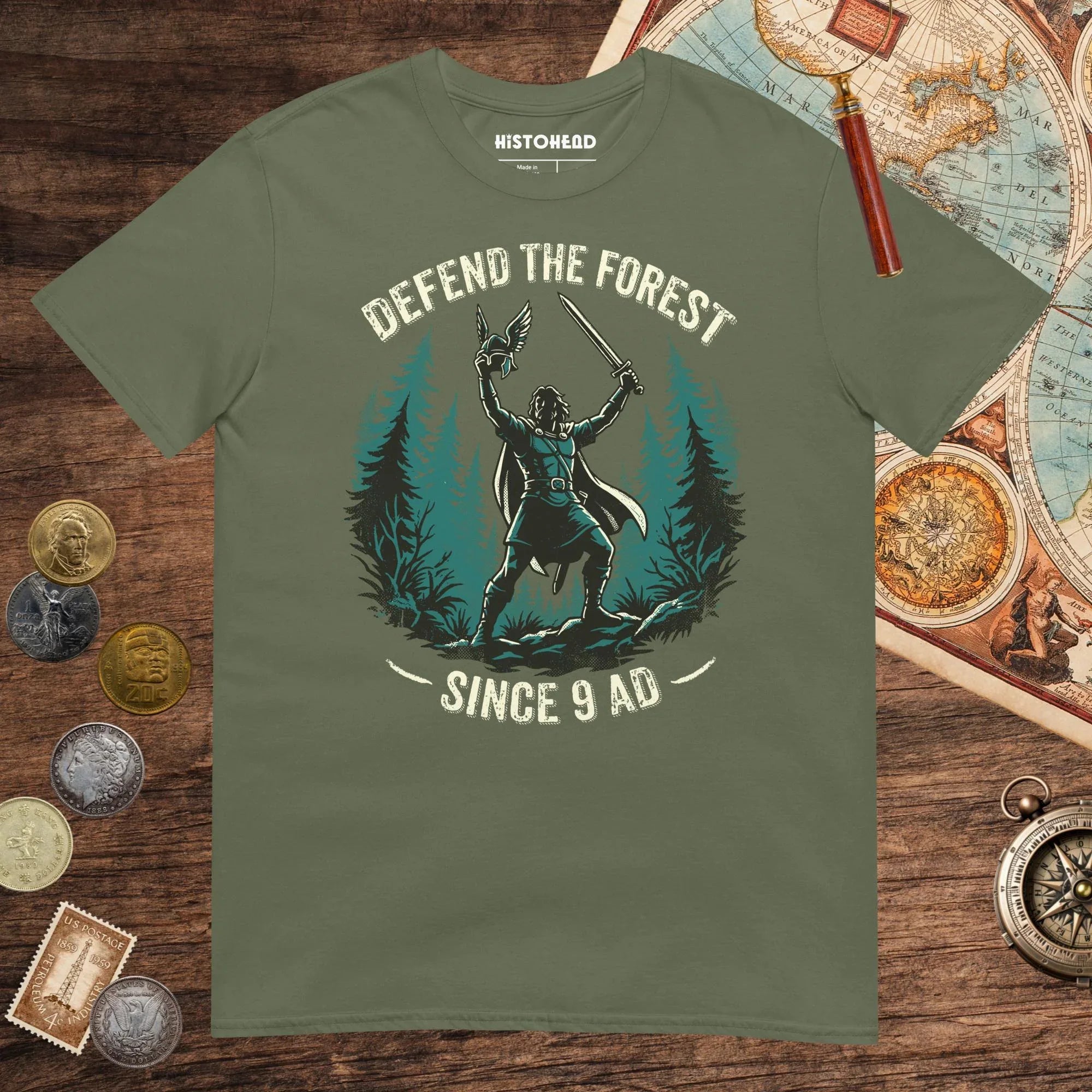 Military Green Defend the Forest Tee - history buff gift by HistoHead