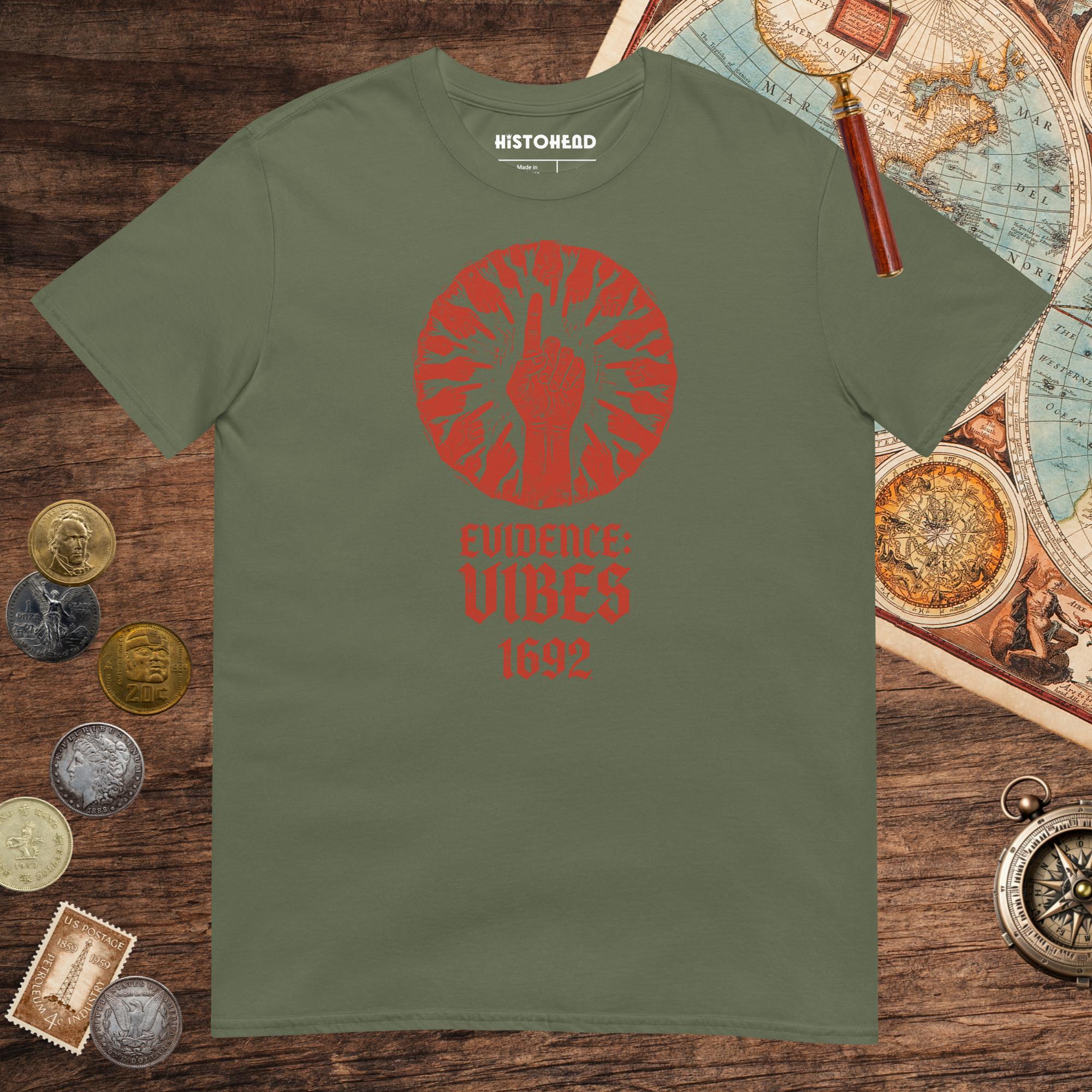 Military Green 1692 Salem Witch Trials Evidence Tee - history buff gift by HistoHead