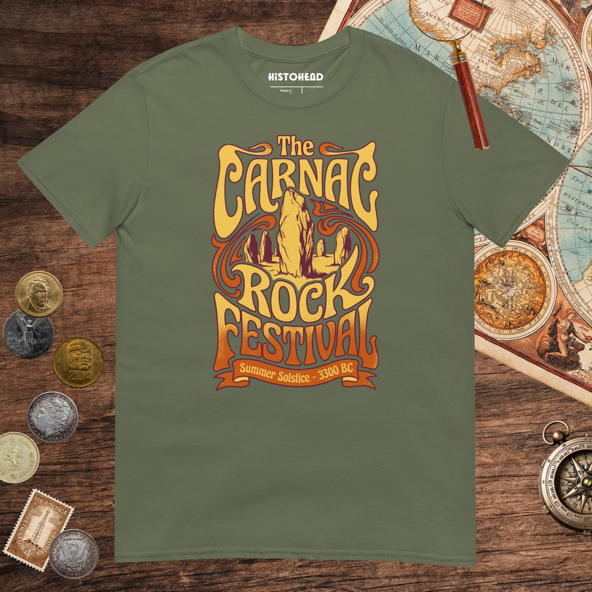 Military Green Carnac Rock Festival Tee - history buff gift by HistoHead