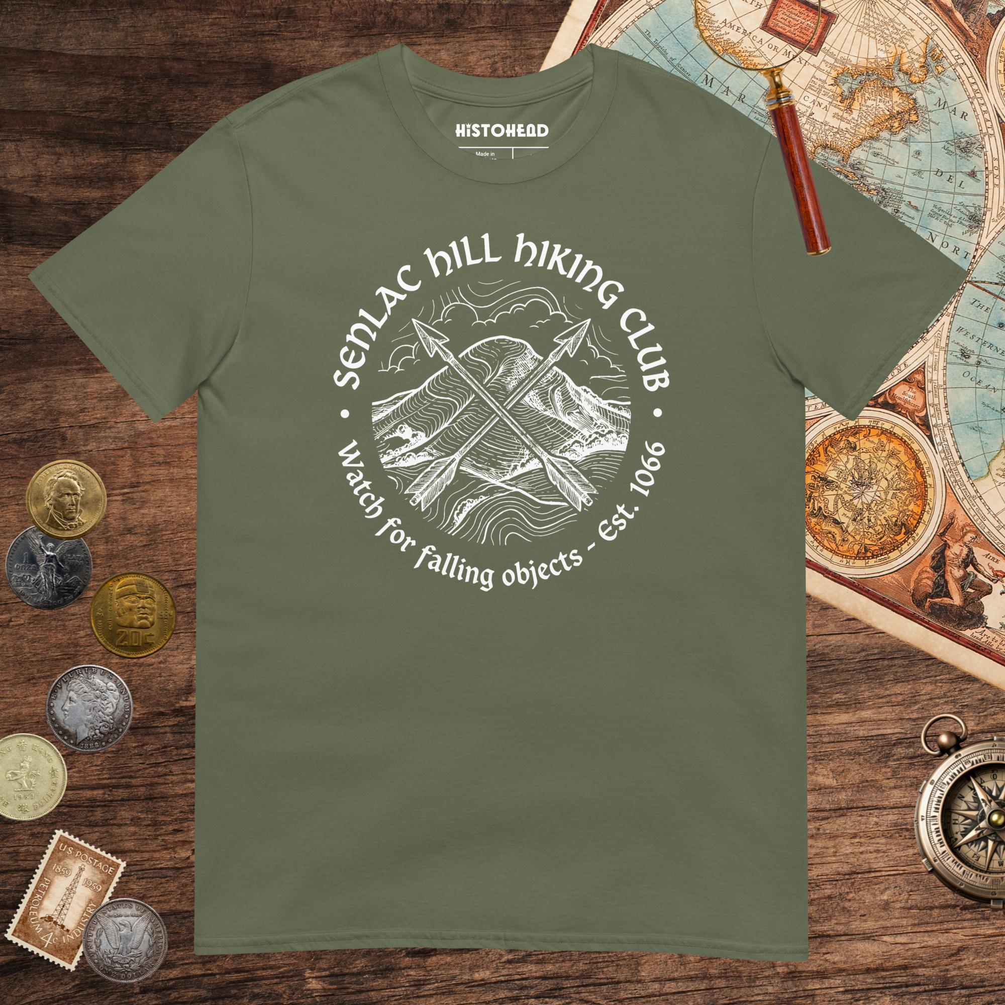 Military Green Senlac Hill Hiking Club Tee - history buff gift by HistoHead