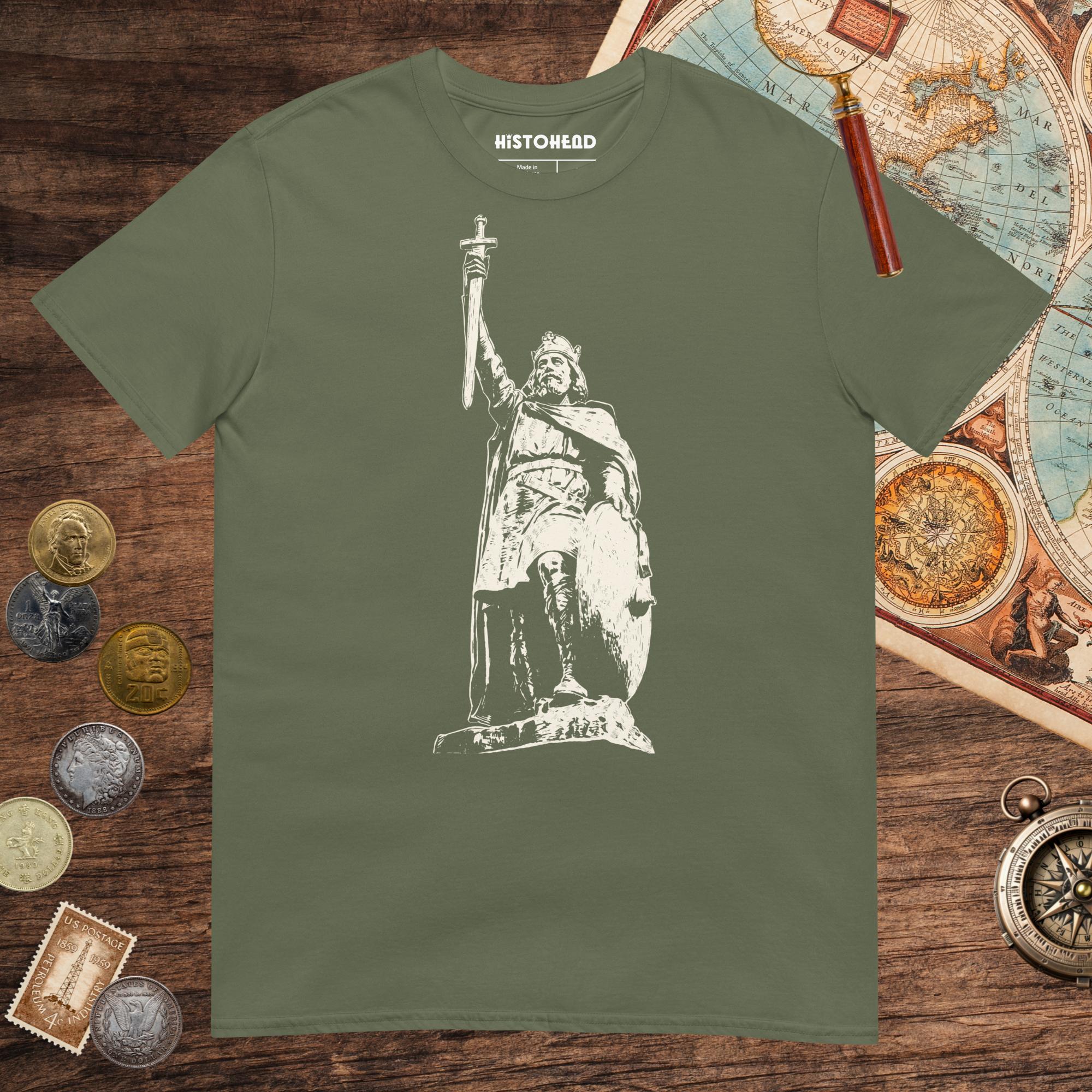 Military Green Alfred the Great Tee - history buff gift by HistoHead
