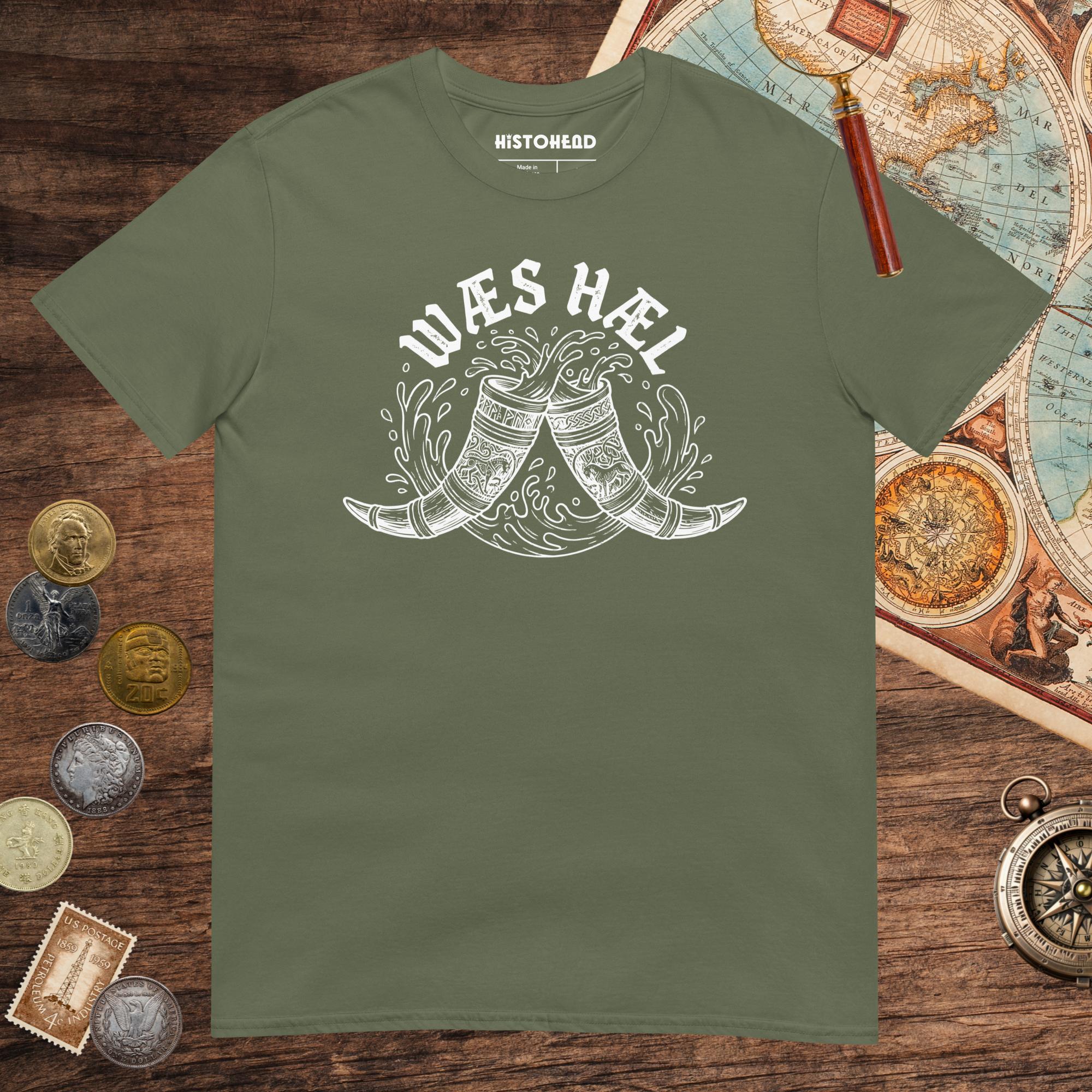 Military Green Wæs Hæl Tee - history buff gift by HistoHead