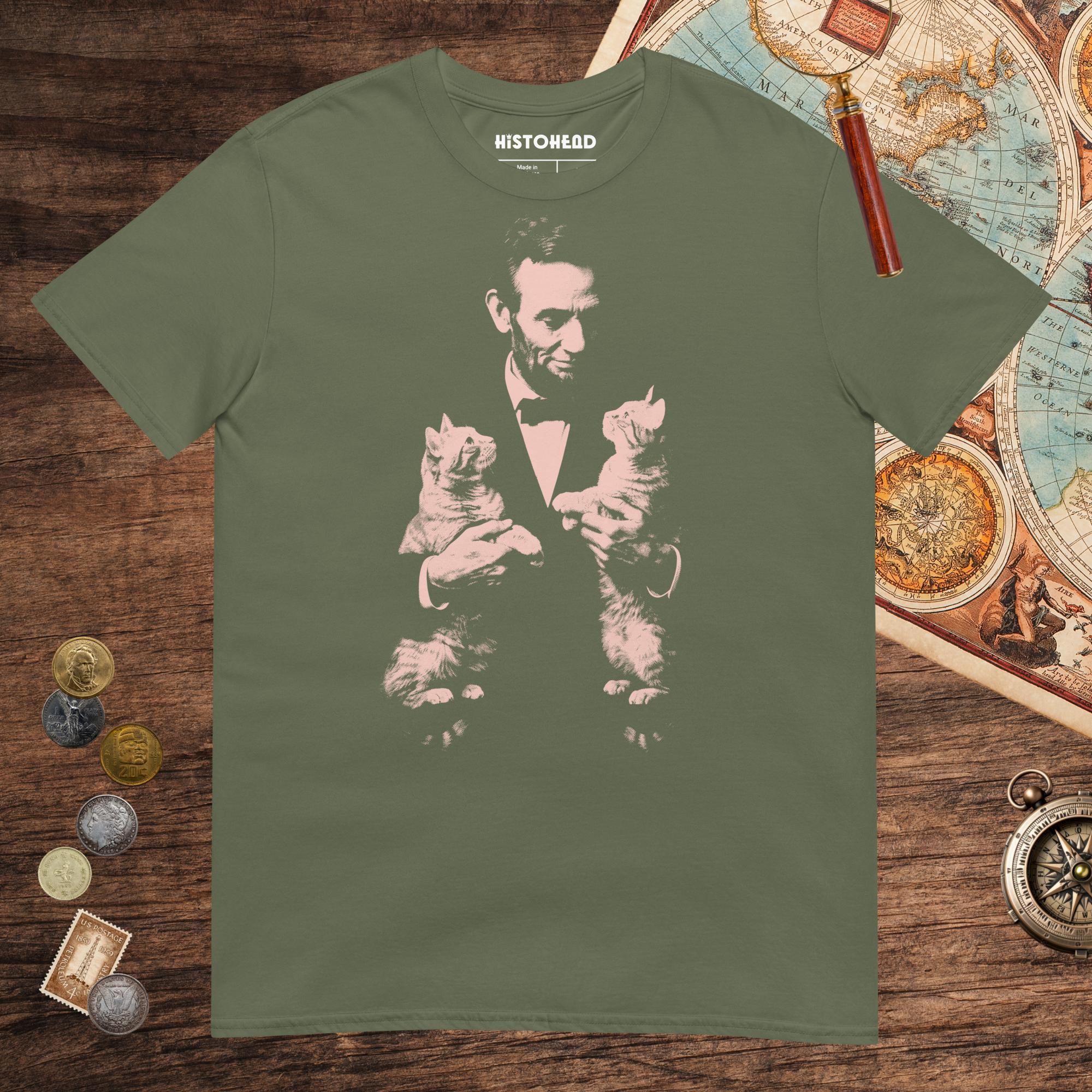 Military Green Lincoln Kittens Tee - history buff gift by HistoHead