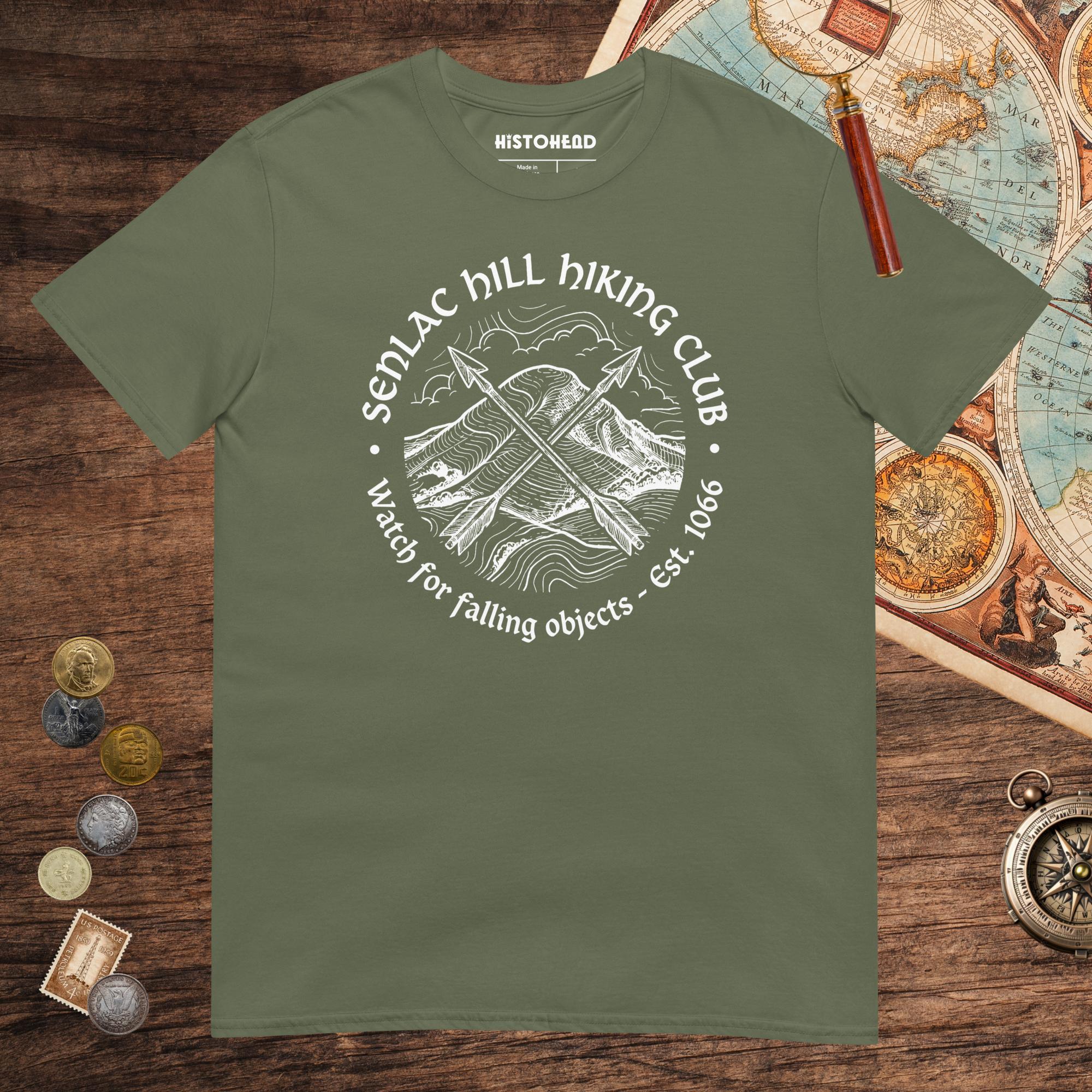 Military Green Senlac Hill Hiking Club Tee - history buff gift by HistoHead