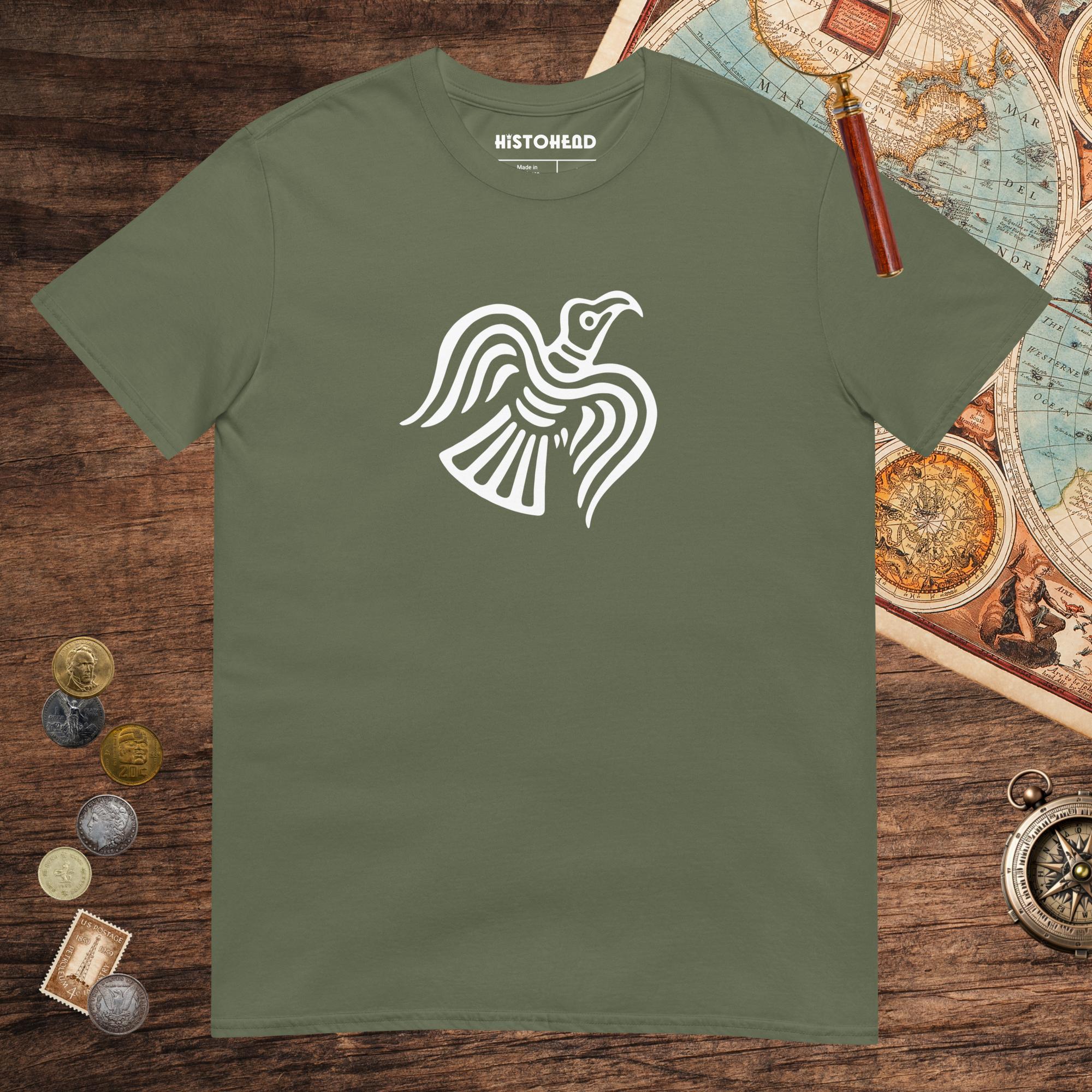Military Green Viking Raven Symbol Tee - history buff gift by HistoHead