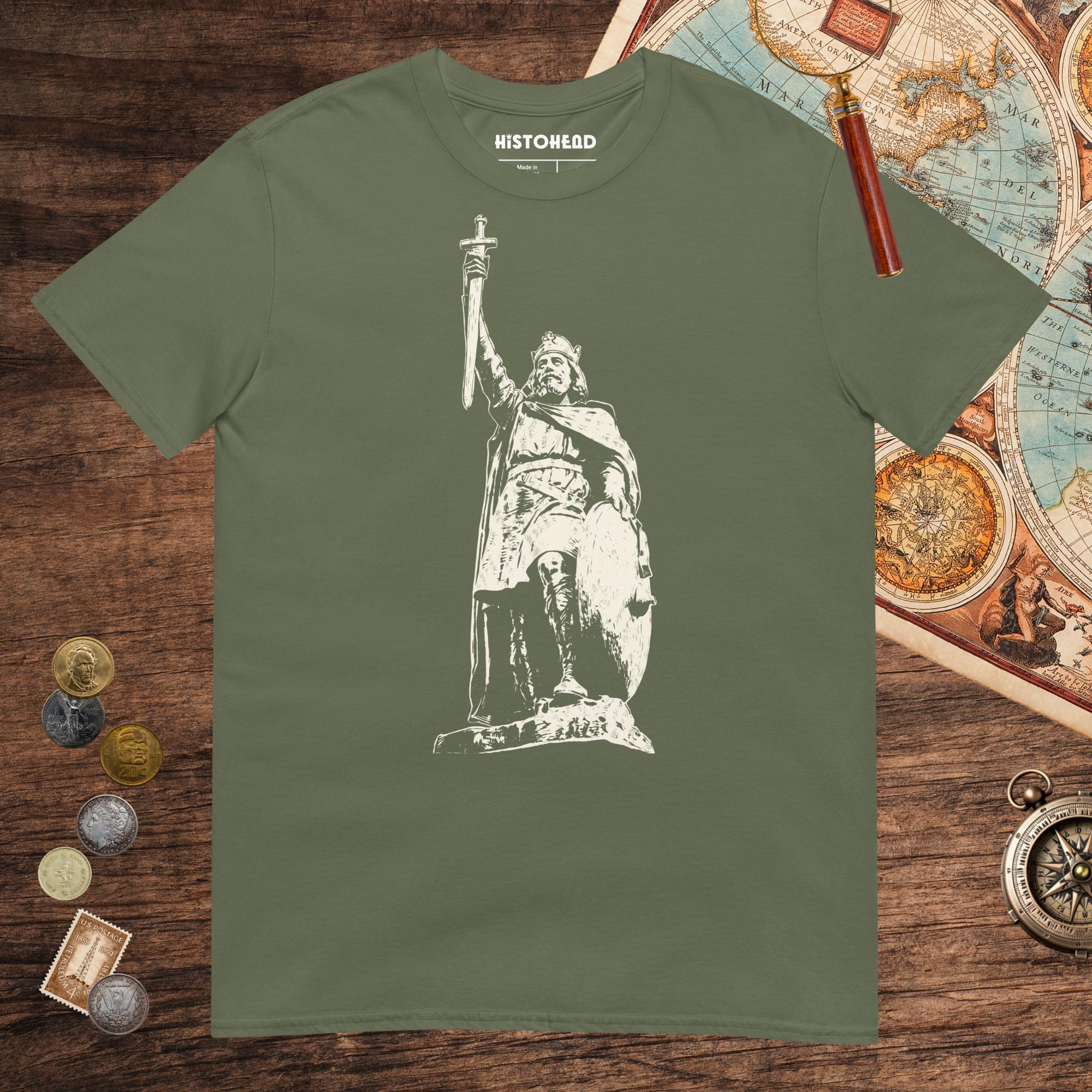 Military Green Alfred the Great Tee - history buff gift by HistoHead