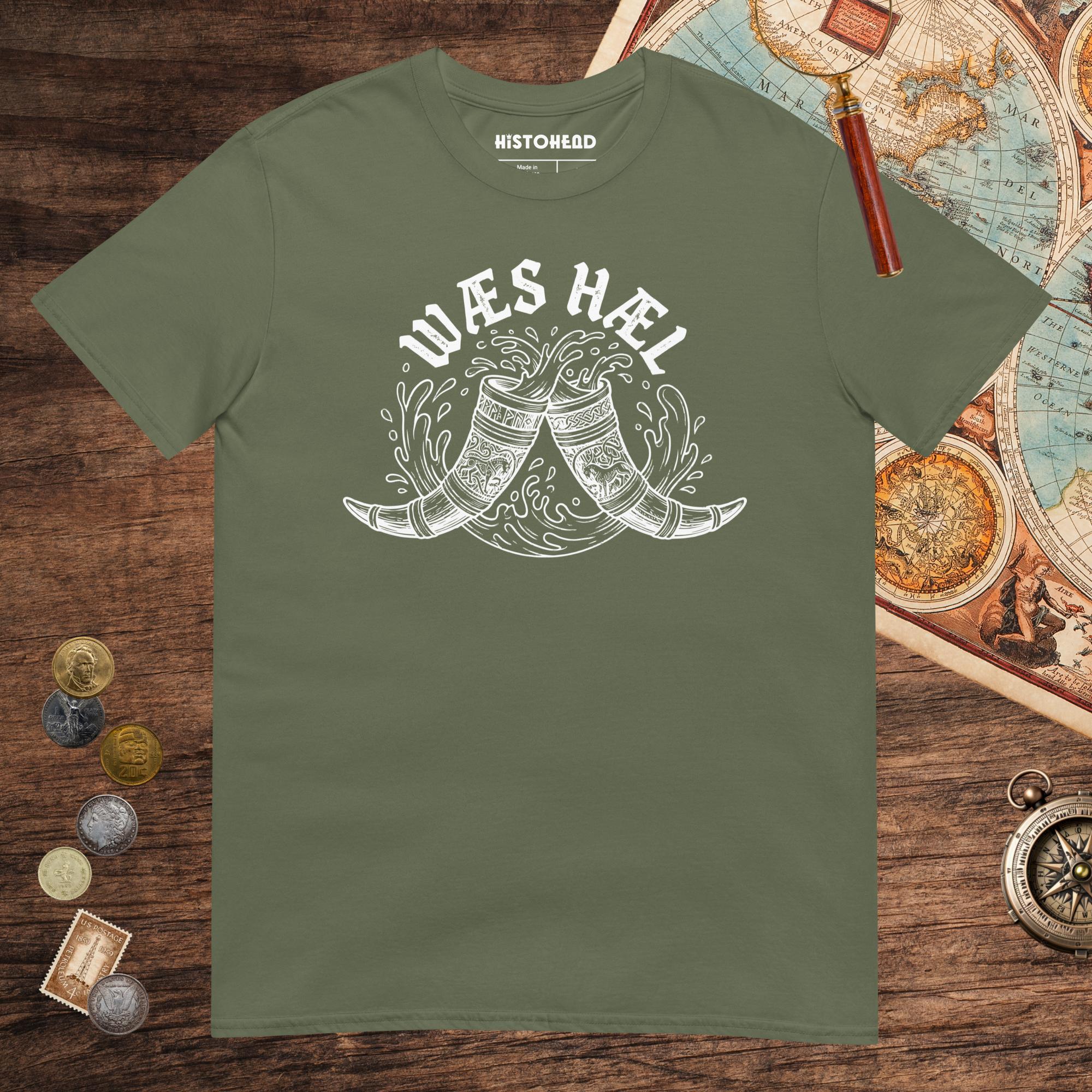 Military Green Wæs Hæl Tee - history buff gift by HistoHead