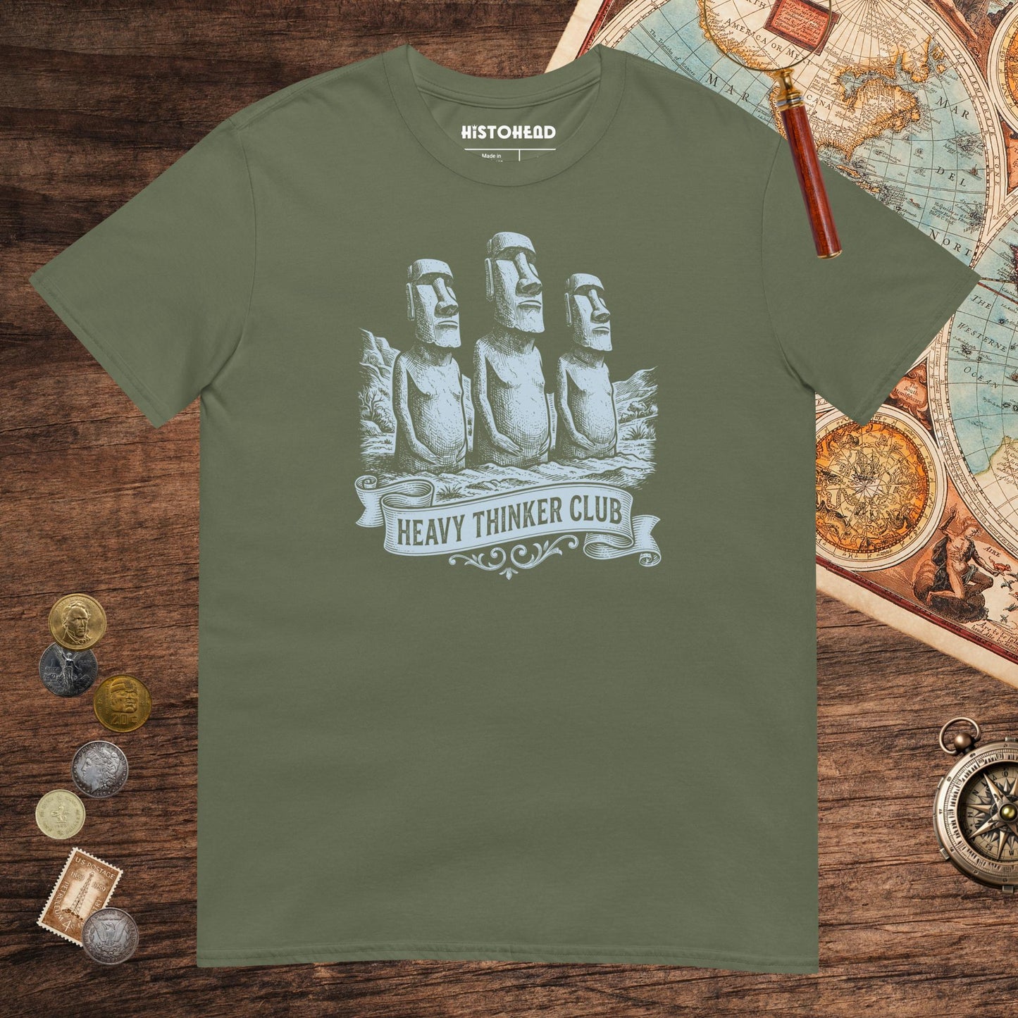 Military Green Heavy Thinker Club Tee - history buff gift by HistoHead