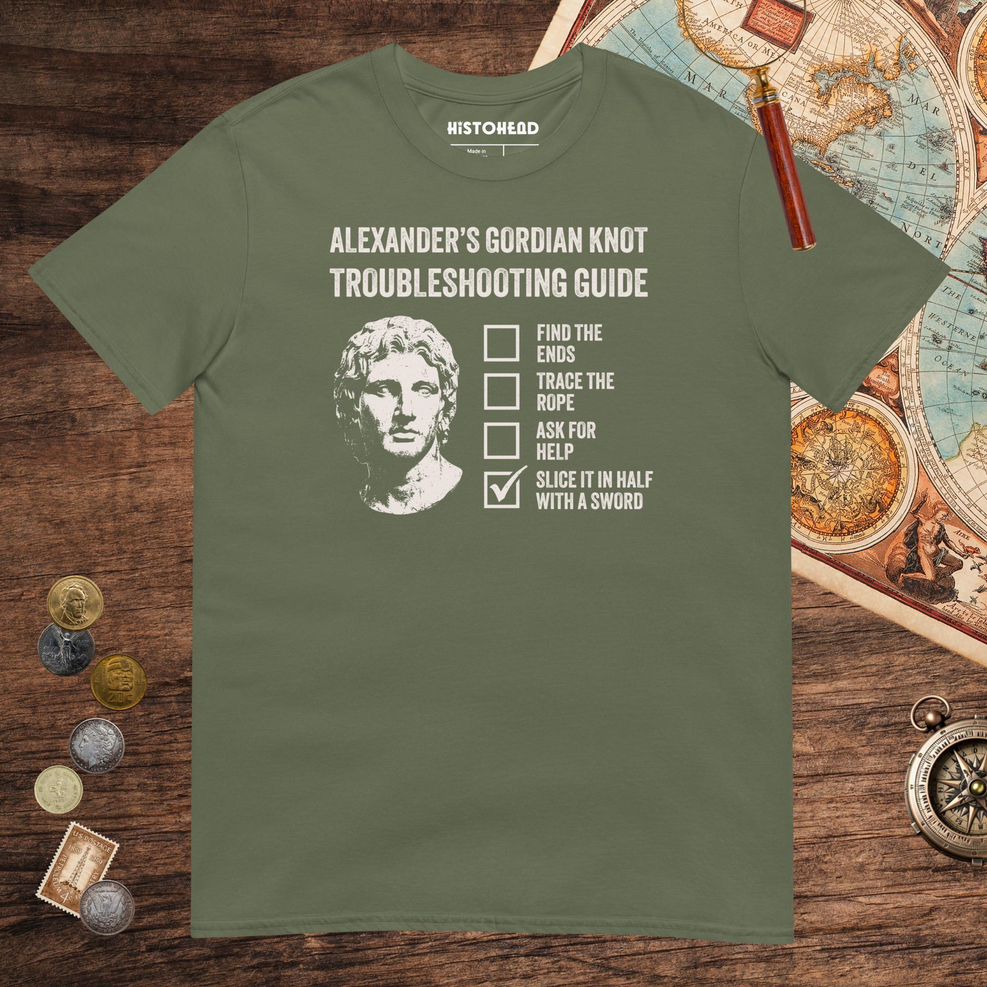 Military Green Alexander's Gordian Knot Guide Tee - history buff gift by HistoHead