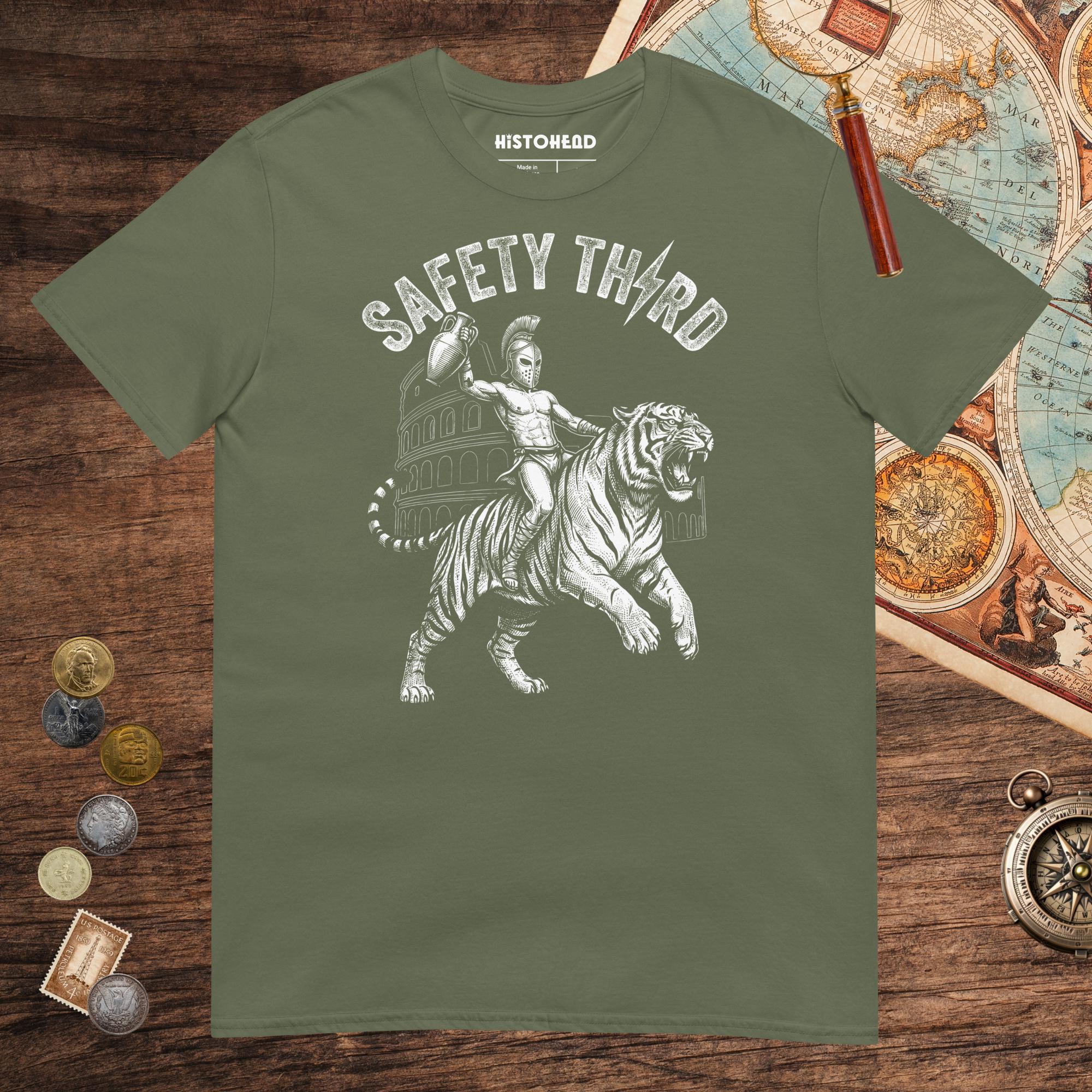 Military Green Gladiator Safety Third Tee - history buff gift by HistoHead