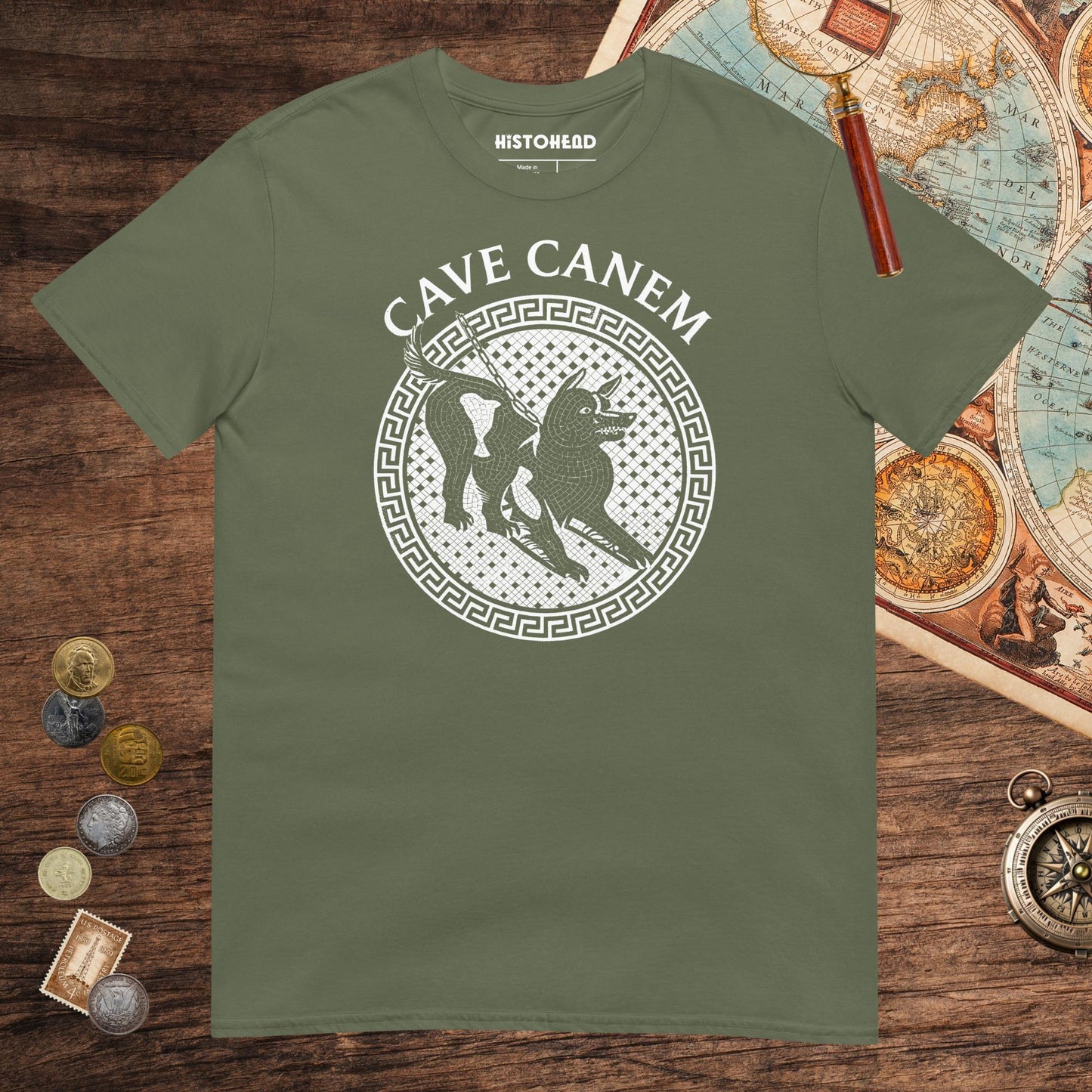 Military Green Cave Canem Tee - history buff gift by HistoHead