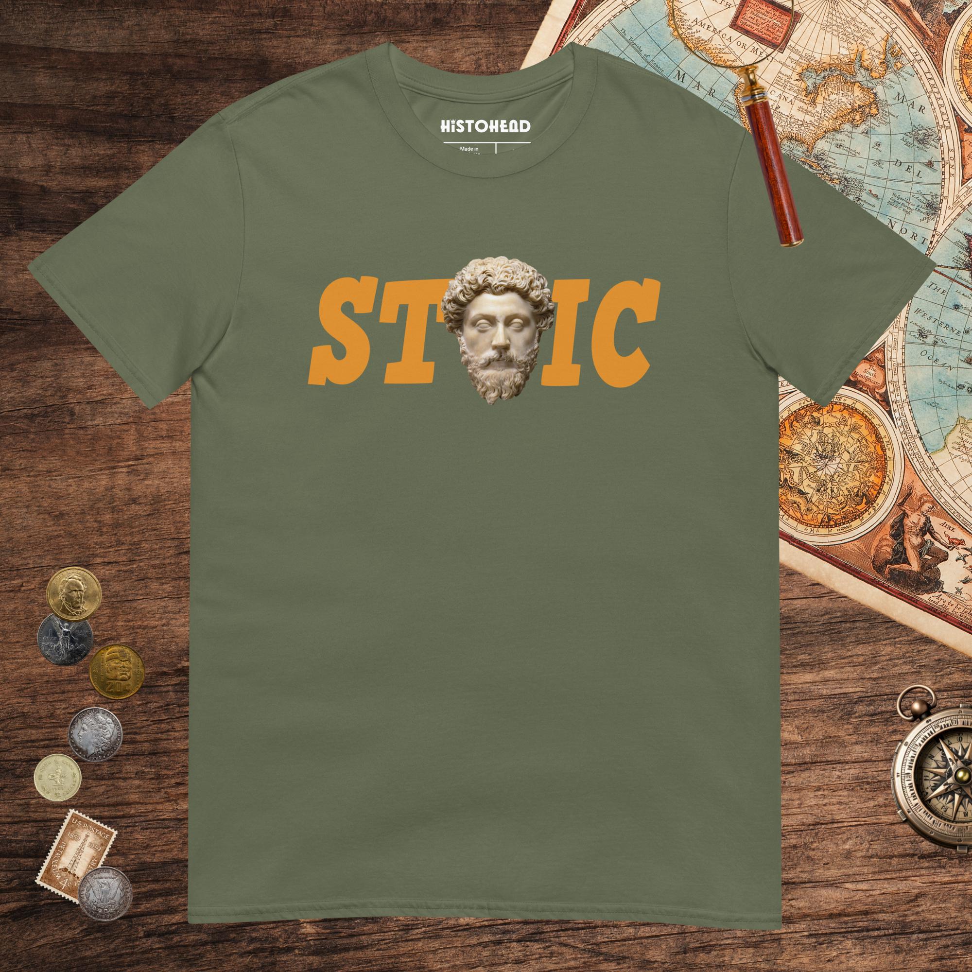 Military Green Stoic Marcus Aurelius Tee - history buff gift by HistoHead