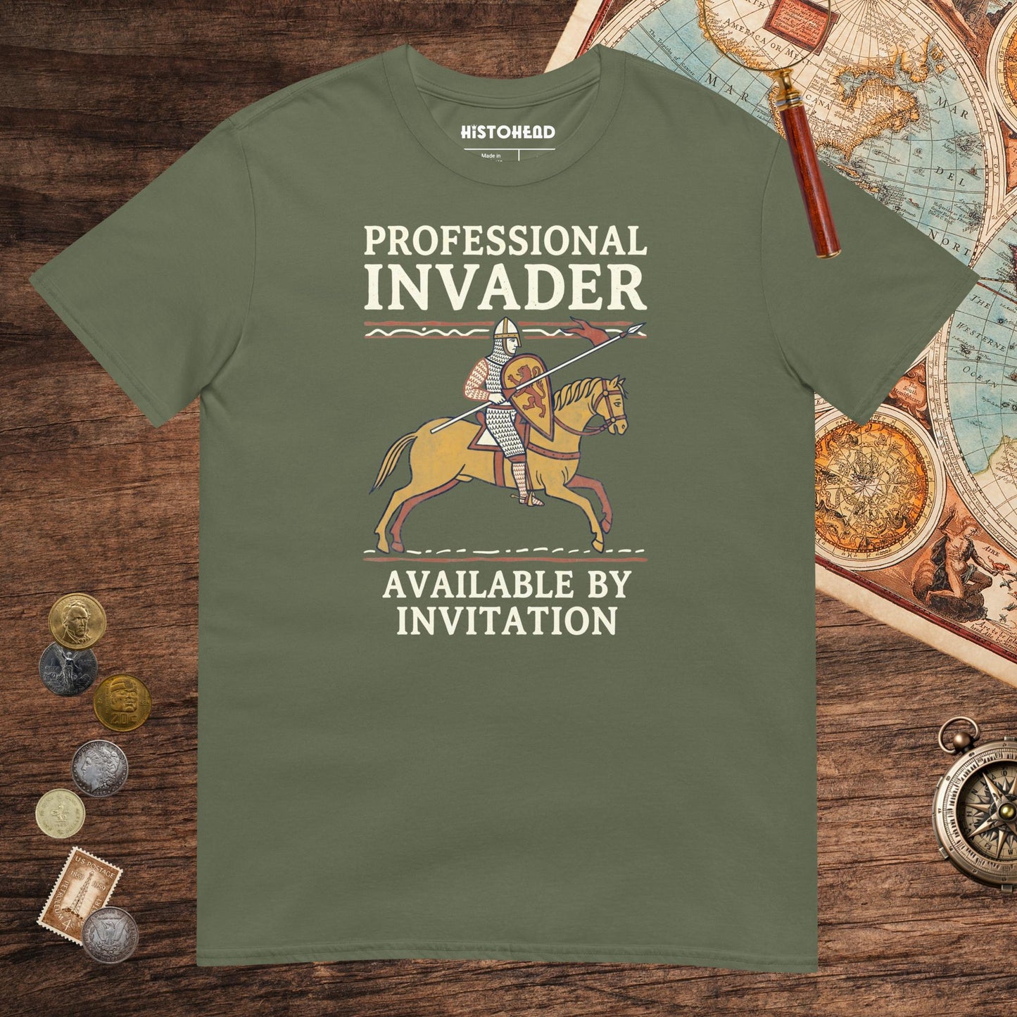 Military Green Professional Invader Tee - history buff gift by HistoHead