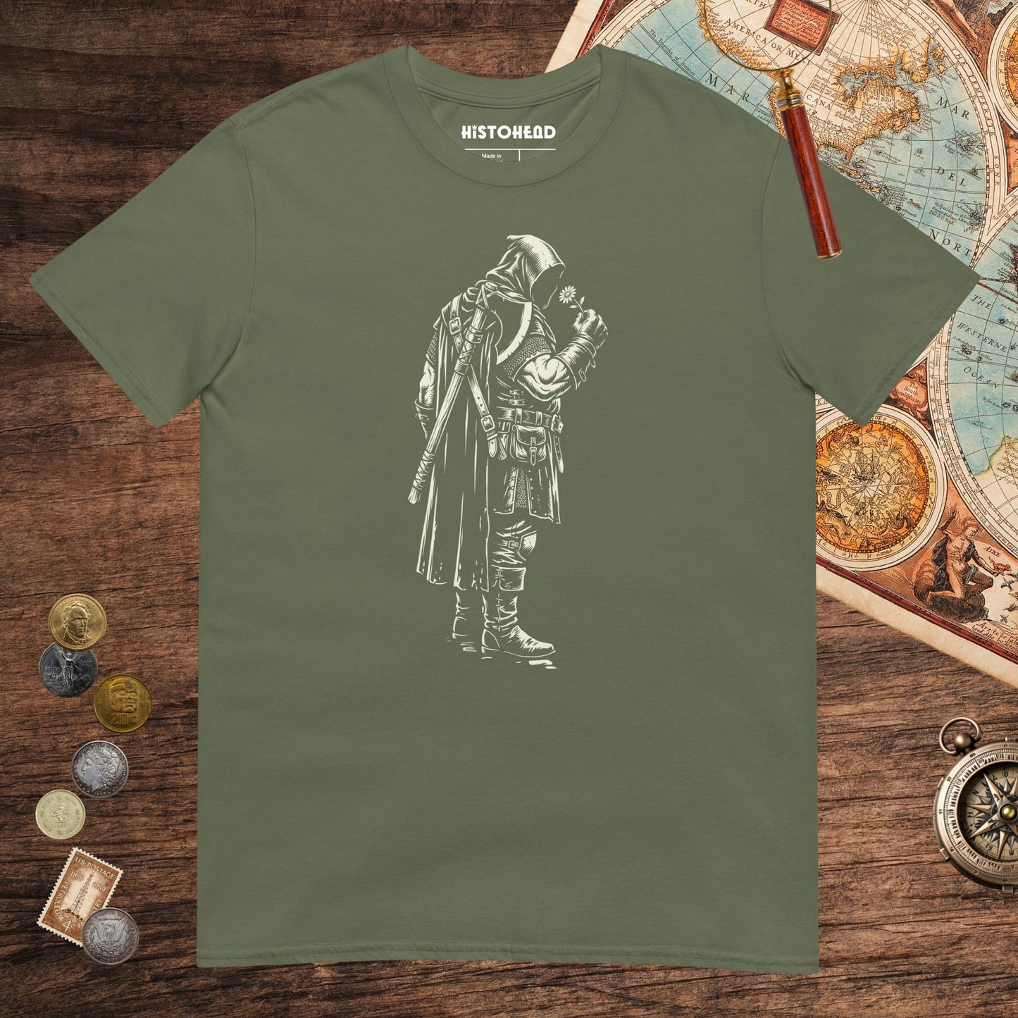 Military Green Executioner and Flower Tee - history buff gift by HistoHead