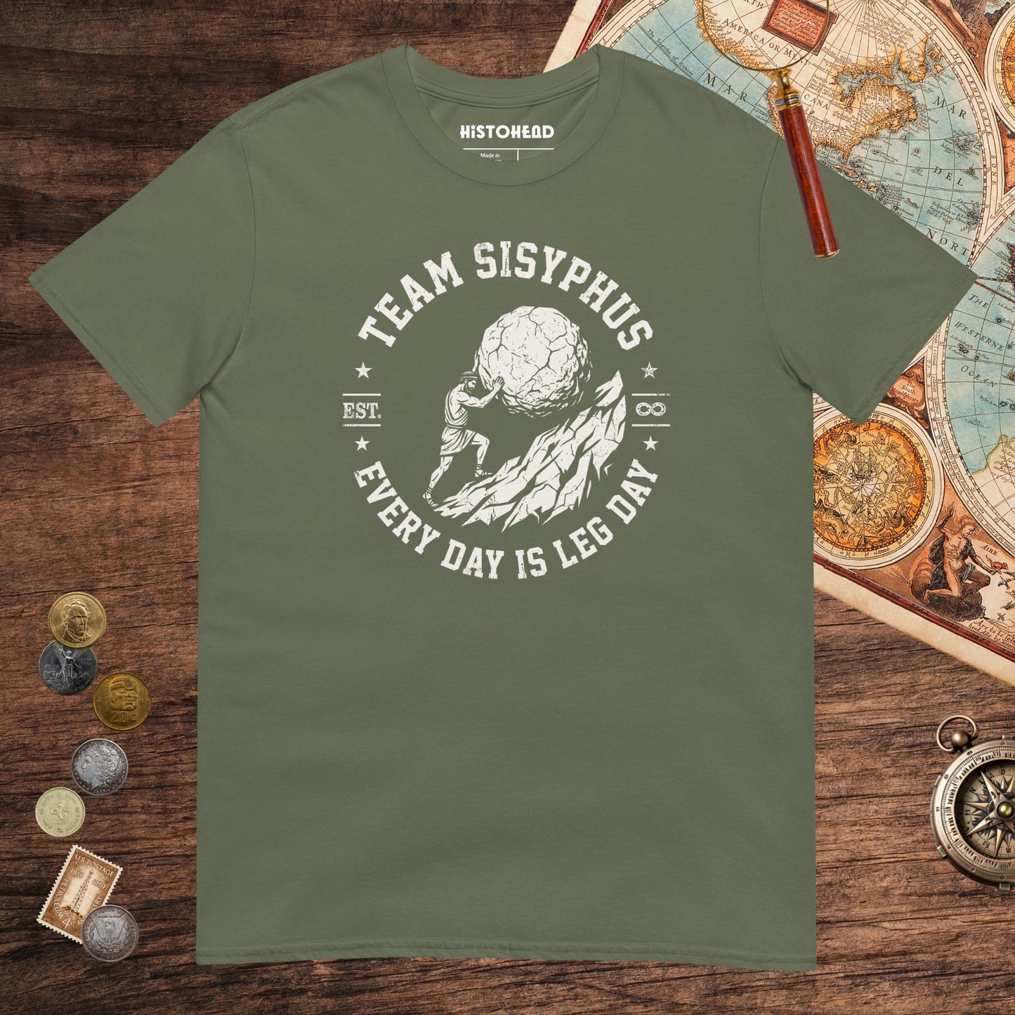 Military Green Team Sisyphus Tee - history buff gift by HistoHead