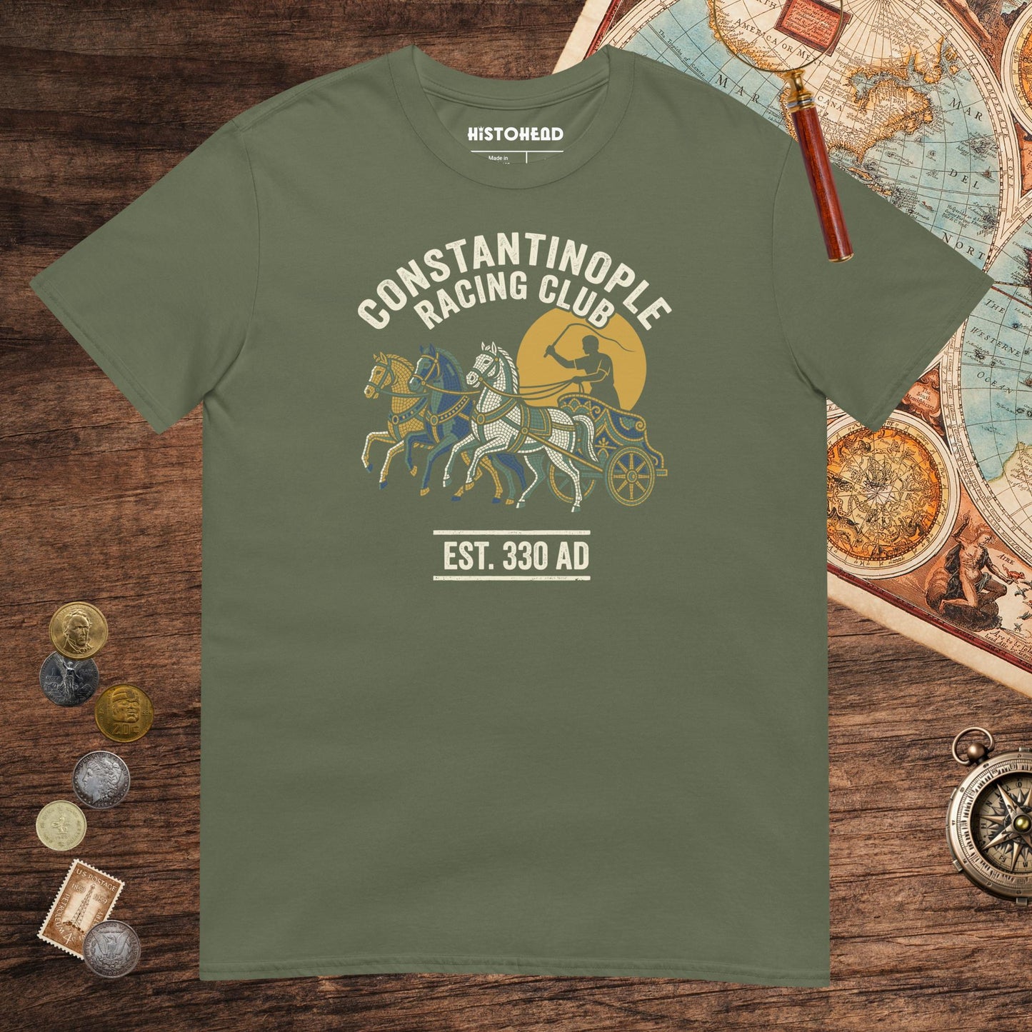 Military Green Constantinople Racing Club Tee - history buff gift by HistoHead