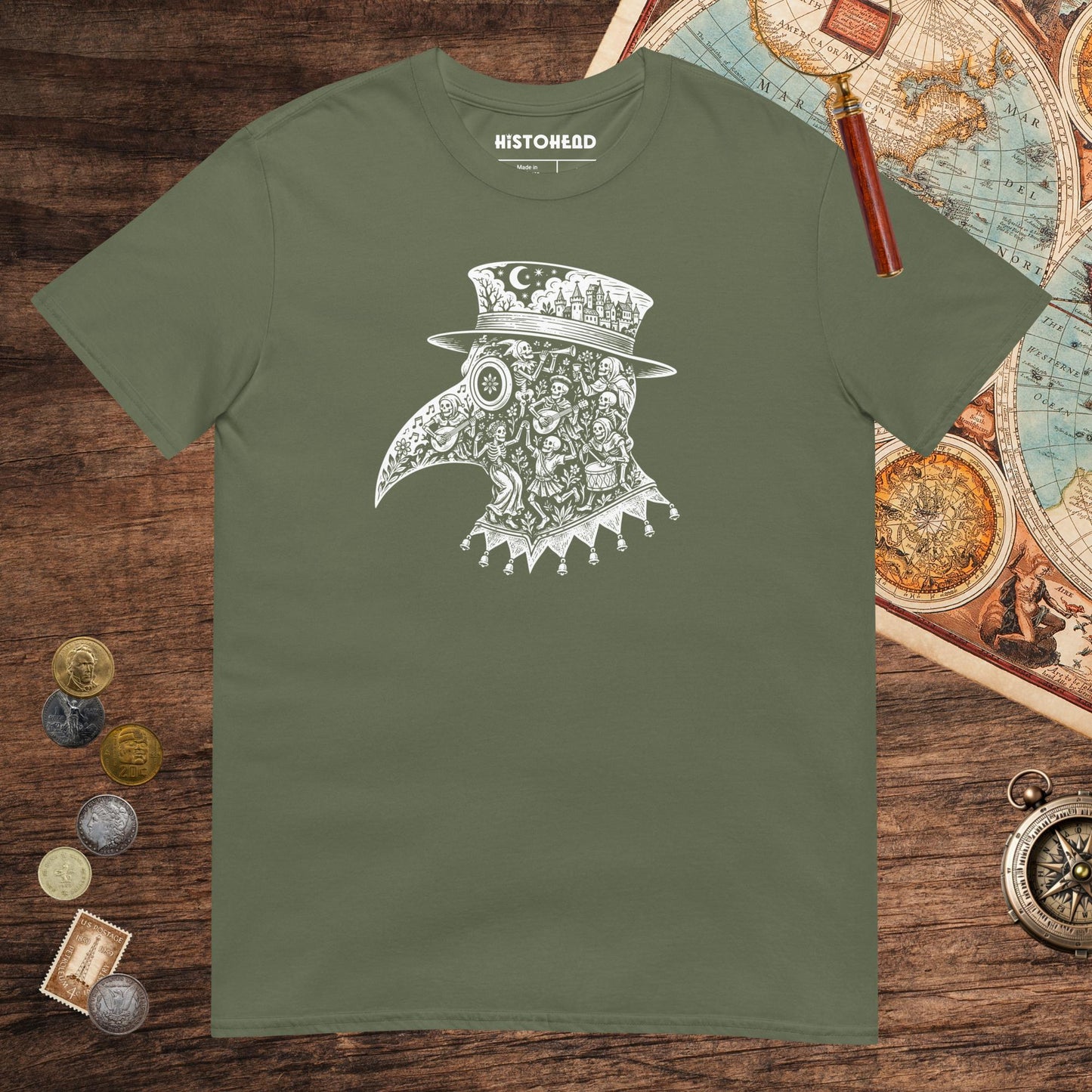 Military Green Danse Macabre Tee - history buff gift by HistoHead