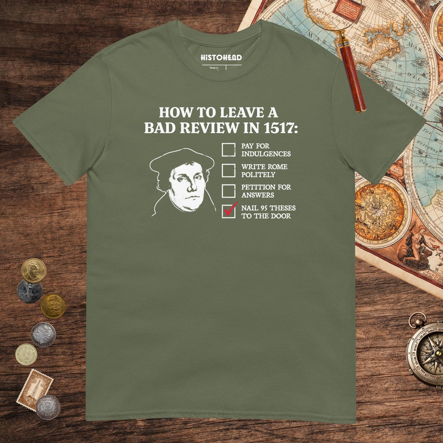 Military Green Martin Luther's Conflict Resolution Tee - history buff gift by HistoHead