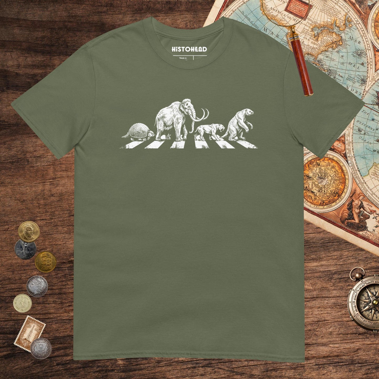 Military Green Pleistocene Road Tee - history buff gift by HistoHead