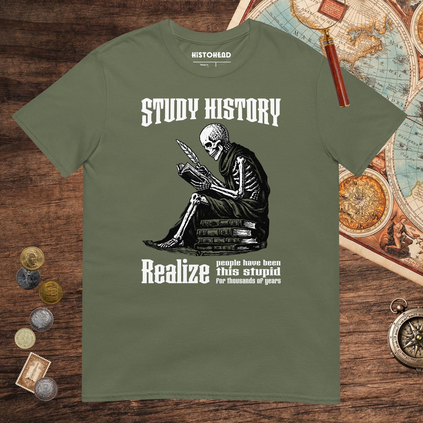 Military Green Study History Tee - history buff gift by HistoHead