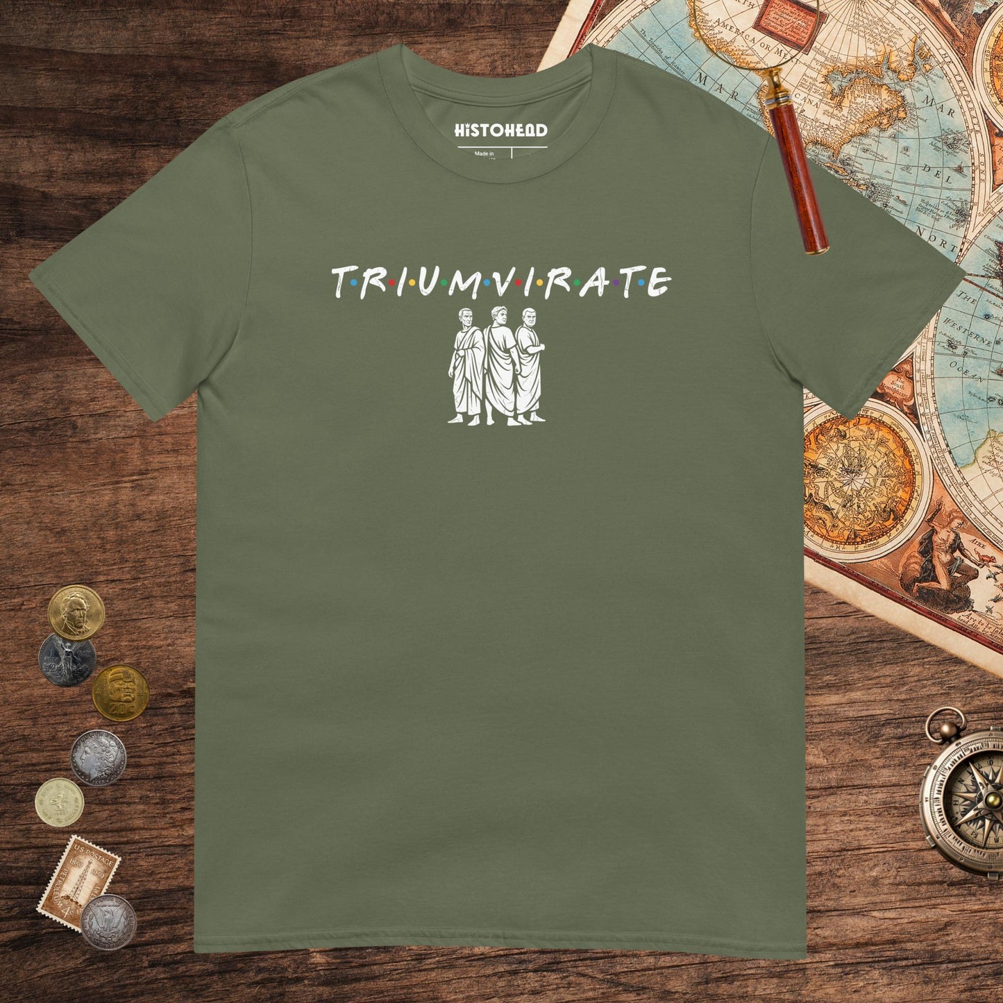 Military Green First Triumvirate Tee - history buff gift by HistoHead