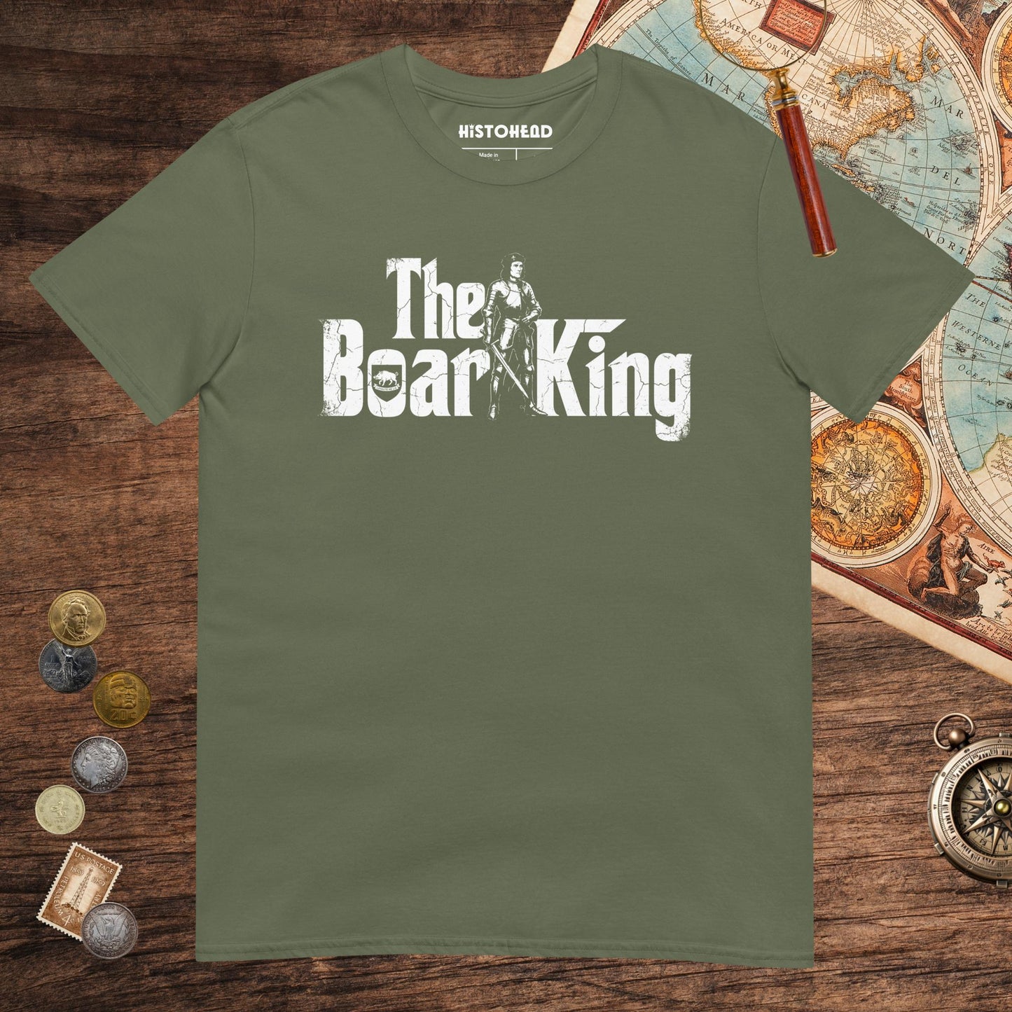 Military Green Richard III The Boar King Tee - history buff gift by HistoHead