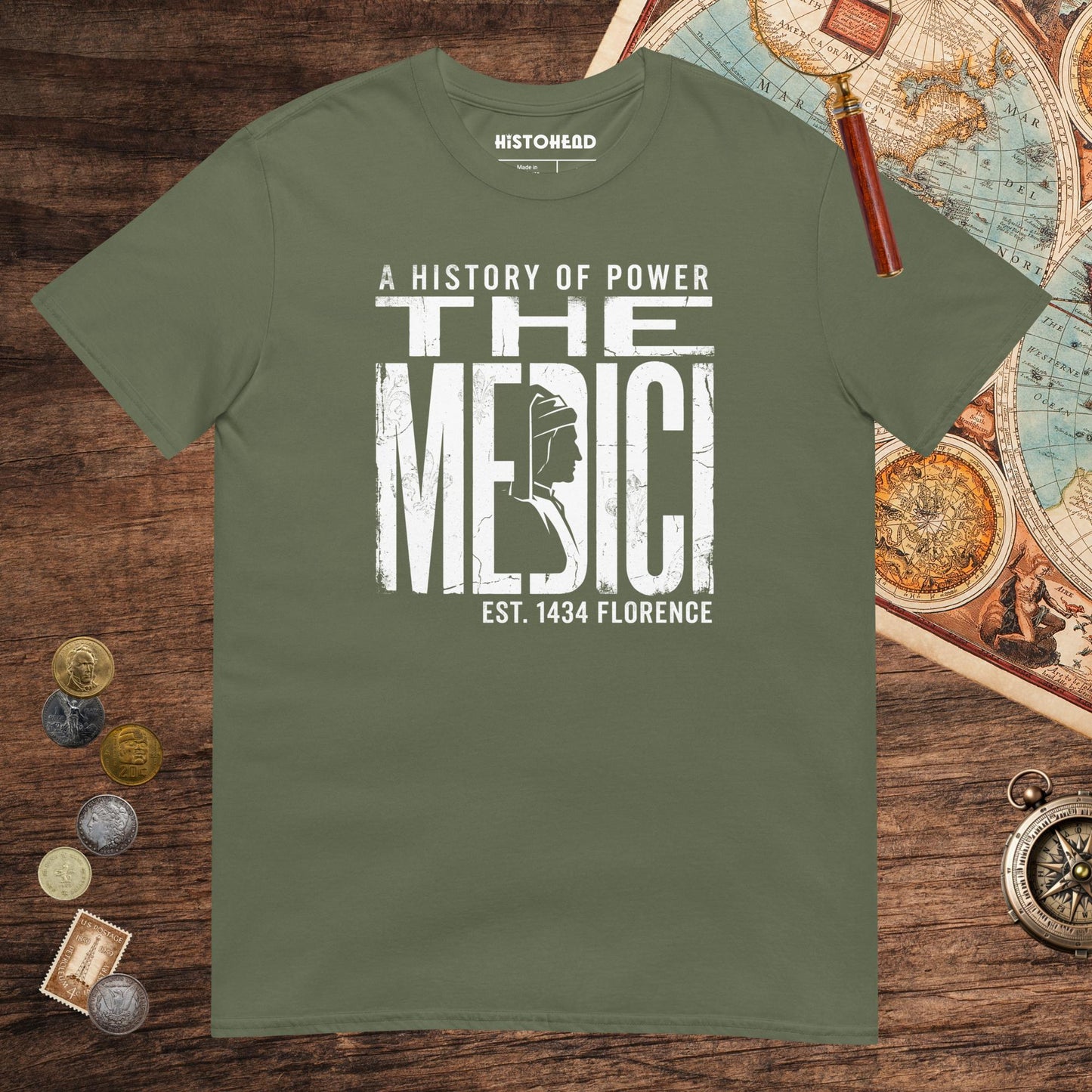 Military Green The Medici Tee - history buff gift by HistoHead