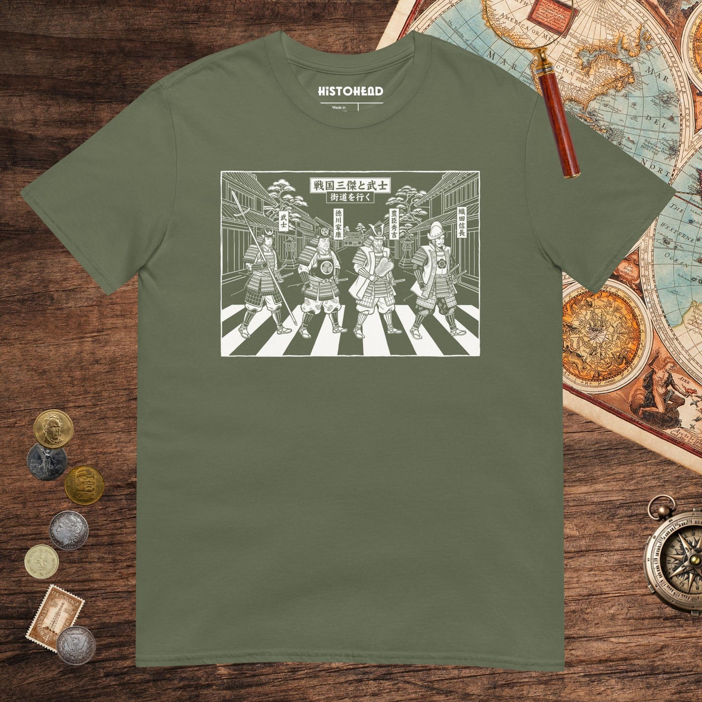 Military Green Sengoku Road Tee - history buff gift by HistoHead