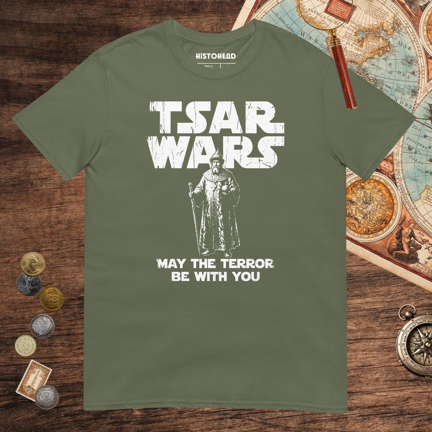 Military Green Ivan the Terrible Tsar Wars Tee - history buff gift by HistoHead
