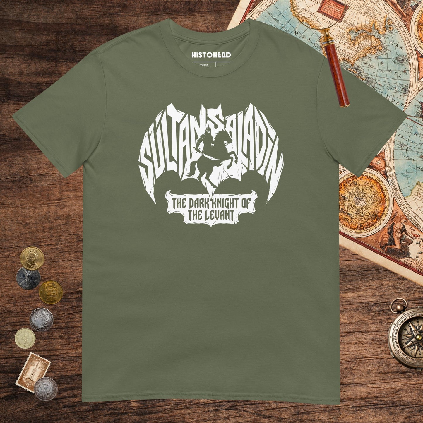 Military Green Saladin Dark Knight Tee - history buff gift by HistoHead
