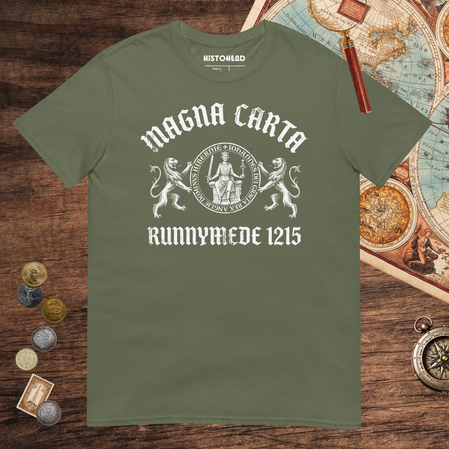 Military Green Magna Carta King John Seal Tee - history buff gift by HistoHead