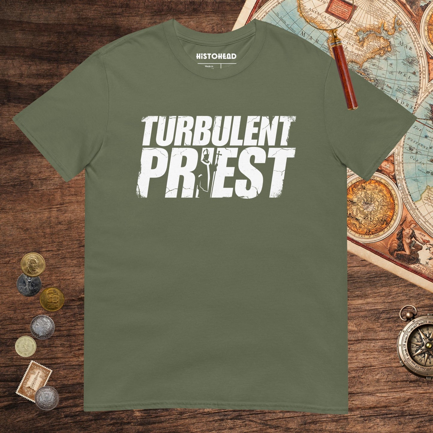 Military Green Thomas Becket Turbulent Priest Tee - history buff gift by HistoHead