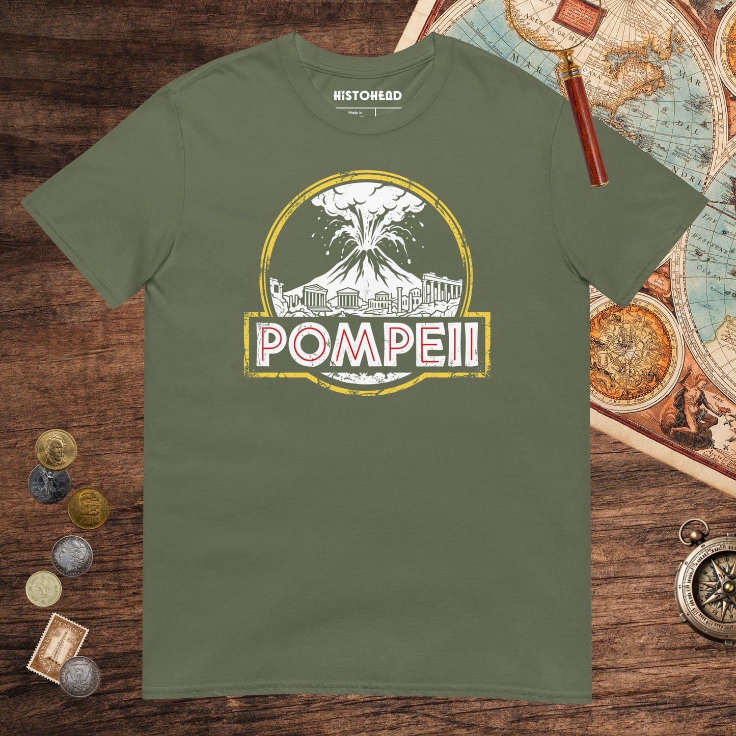 Military Green Pompeii Tee - history buff gift by HistoHead