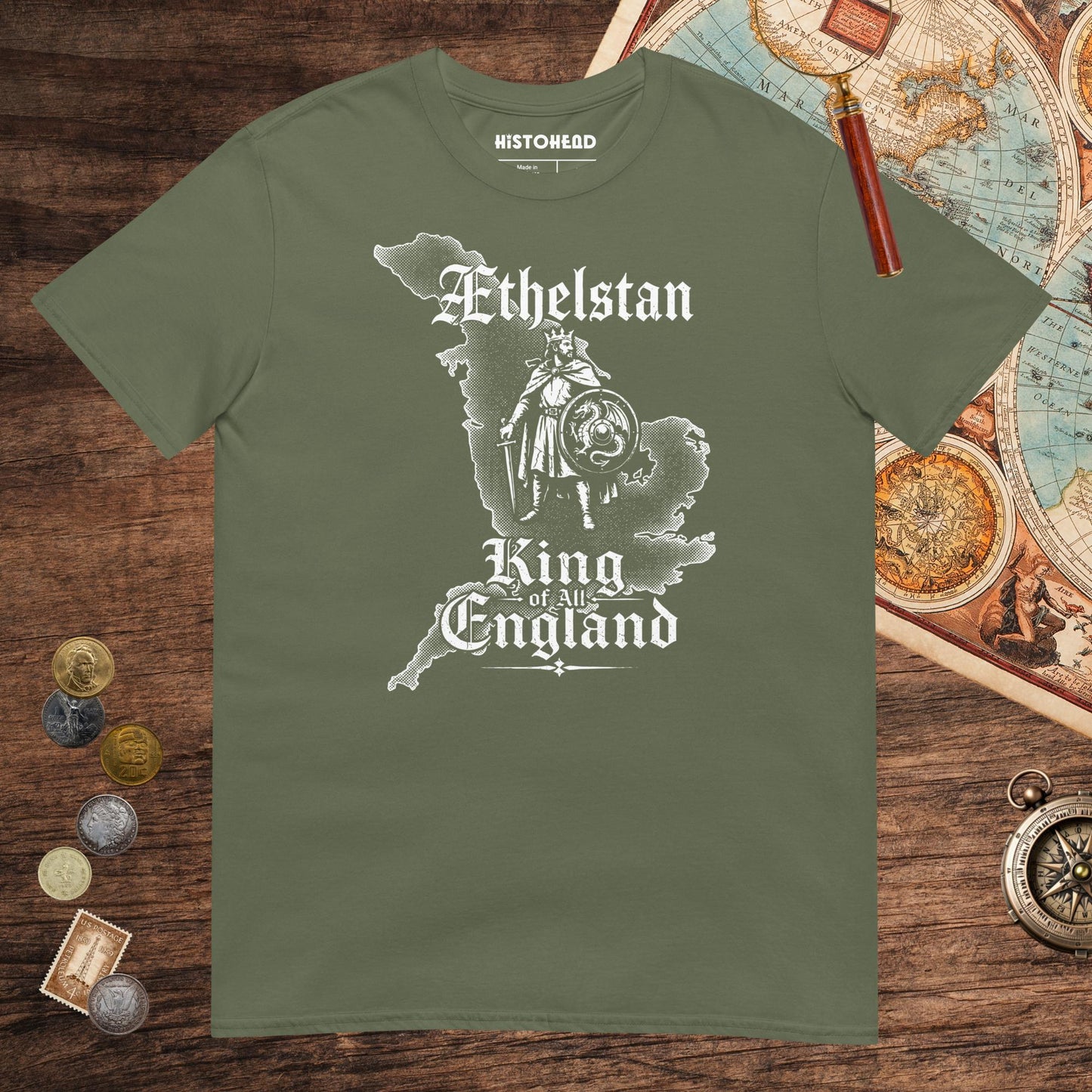 Military Green Æthelstan Territory Tee - history buff gift by HistoHead