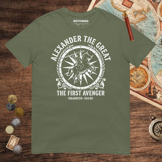 Military Green Alexander the Great First Avenger Tee - history buff gift by HistoHead