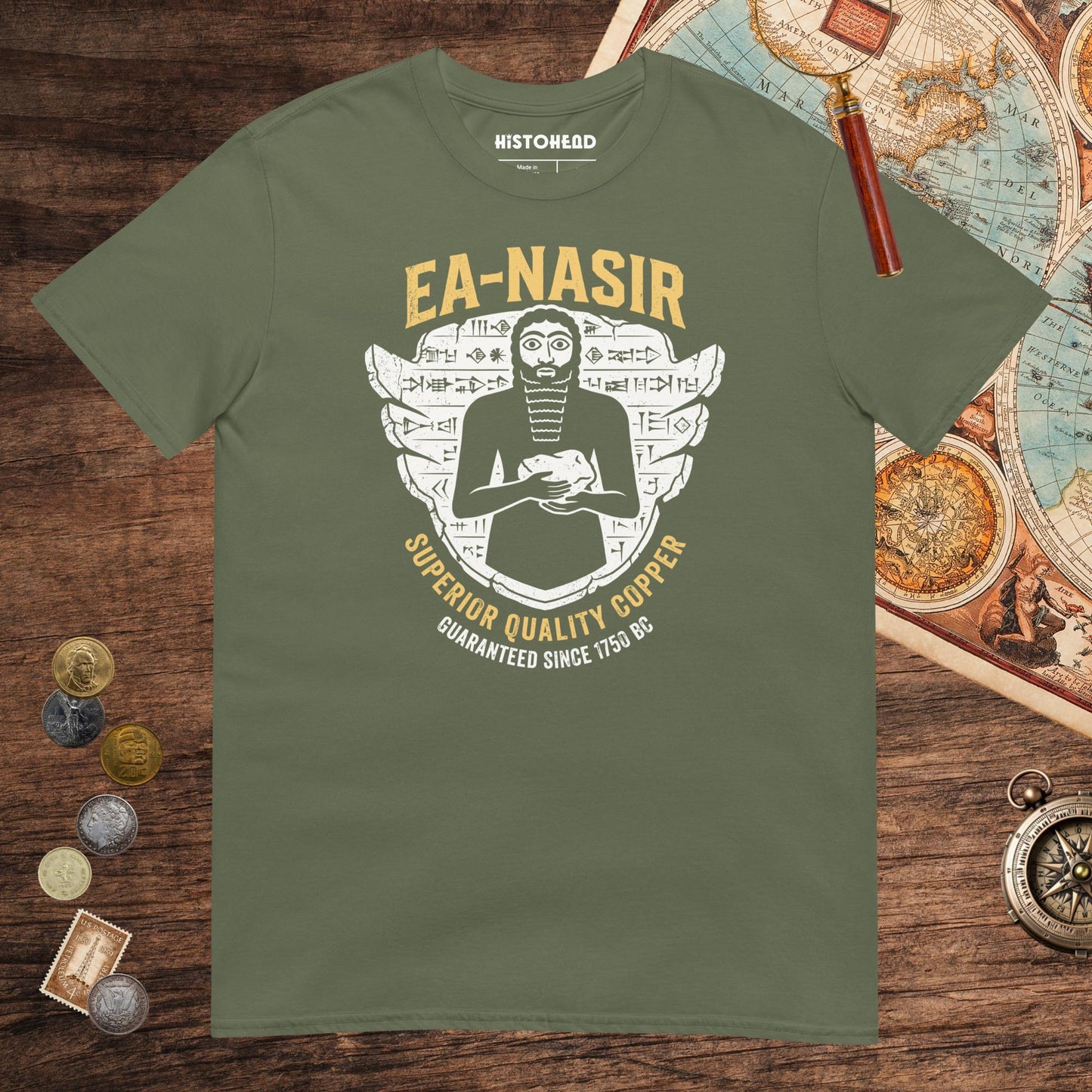 Military Green Ea-Nasir Superior Copper Guaranteed Tee - history buff gift by HistoHead